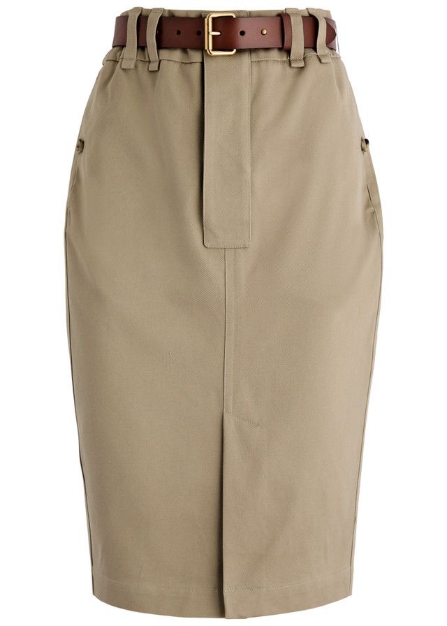Saint Laurent Paris o1y0126 Midi Skirt in Khaki Size 32" / US 10 / IT 46 - 1 Thumbnail