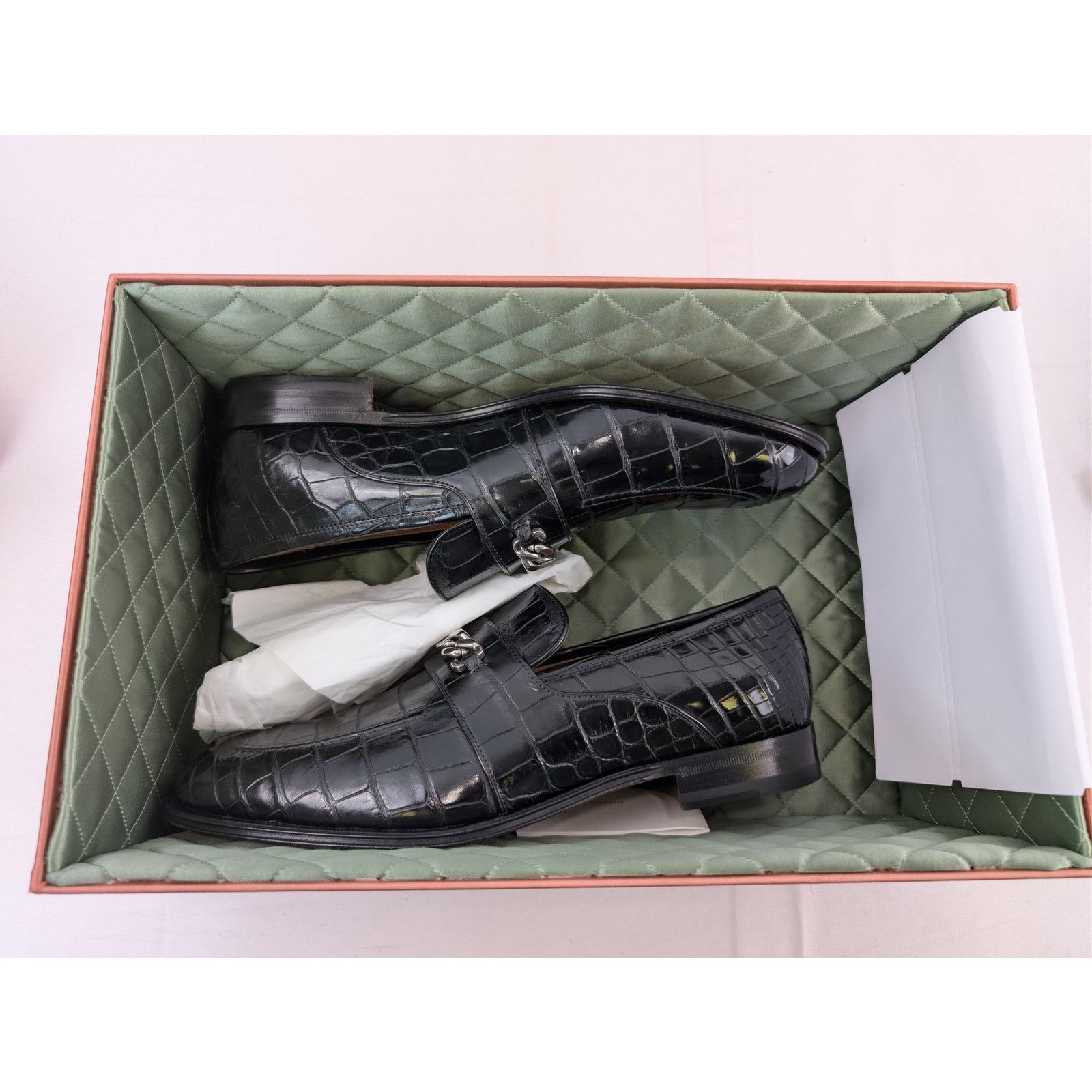 Gucci o1rshd1 Sukey Logo Crocodile Dress Loafers Shoe Boots Black Size US 11.5 / EU 44-45 - 20 Thumbnail