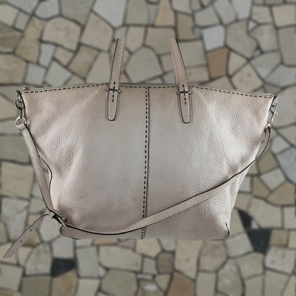 Coach Coach Bleecker Pebbled Leather Satchel Tote Bag Purse Handbag - Large 27948 White Leather Women Tote, Coach, XS? Size ONE SIZE - 1 Thumbnail