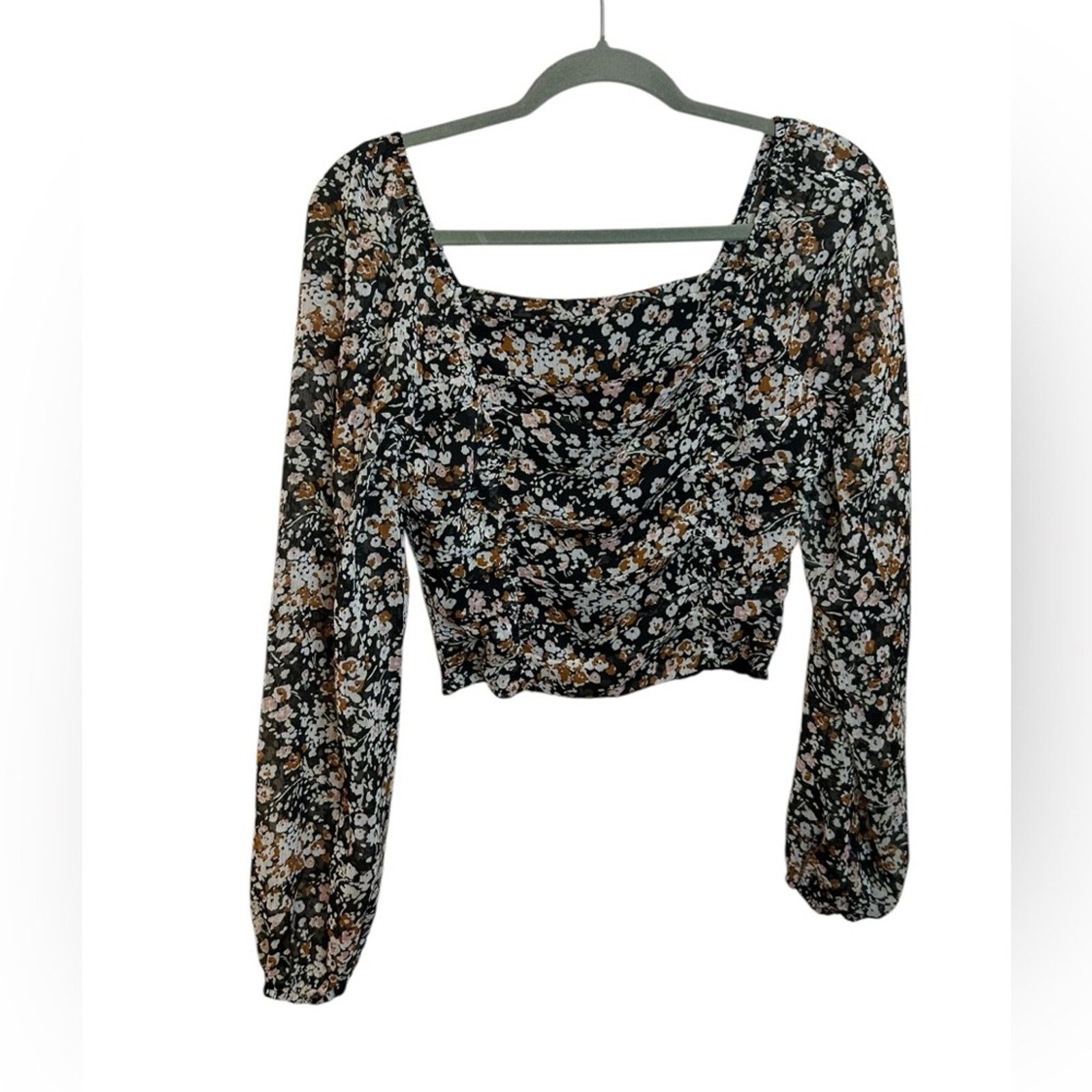 Other Lulus Mood Setter Dizty Floral Ruched Balloon Sleeve Top Size S / US 4 / IT 40 - 1 Thumbnail