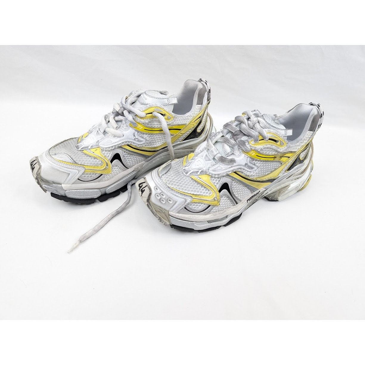 Balenciaga o1rshd1 Runners 2 Sneakers in White/Yellow/Black Size US 11 / EU 44 - 19 Thumbnail