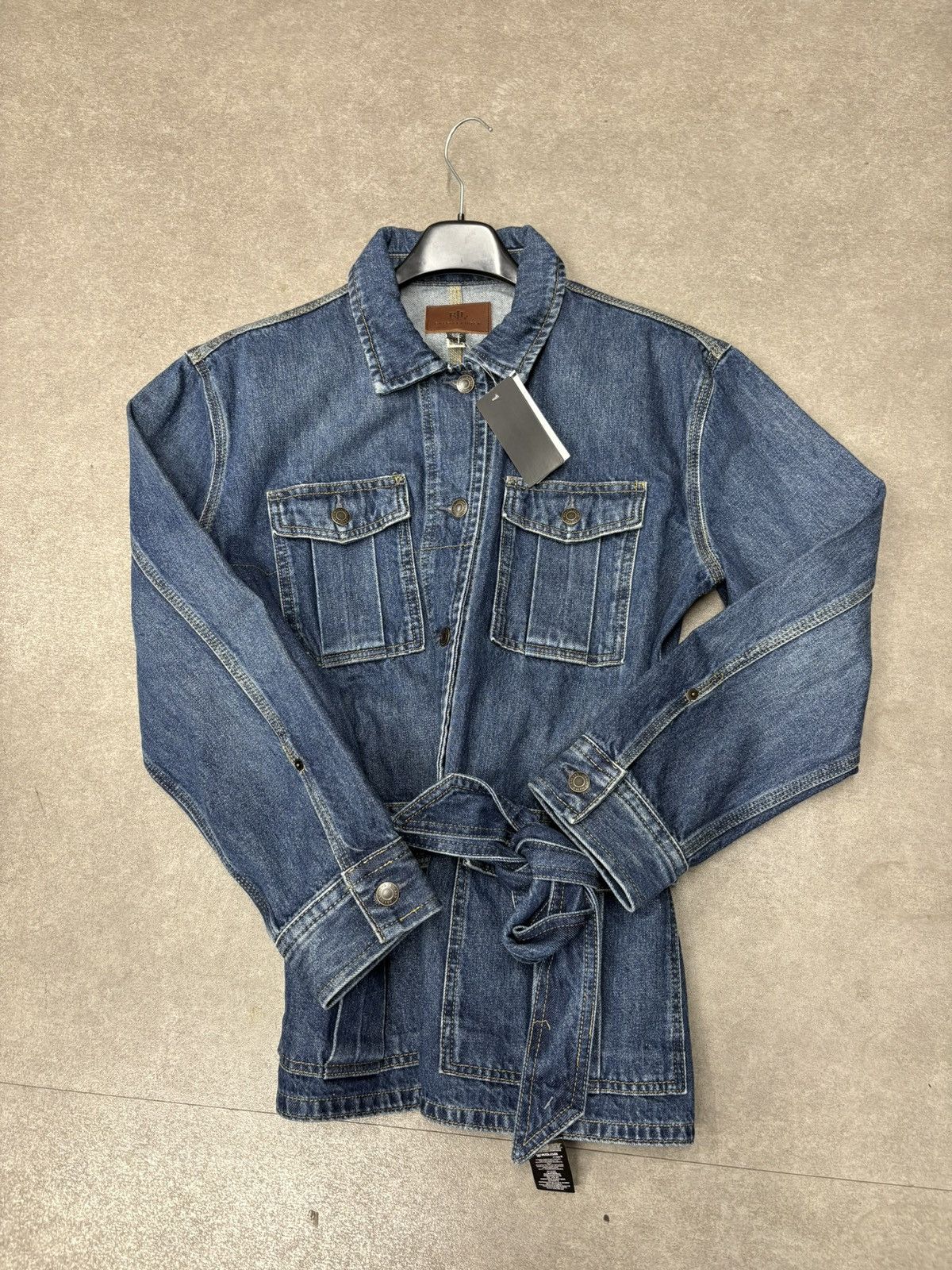 Ralph Lauren Navy Denim Belted Jacket Ralph Lauren Women’s L – New Size L / US 10 / IT 46 - 1 Thumbnail