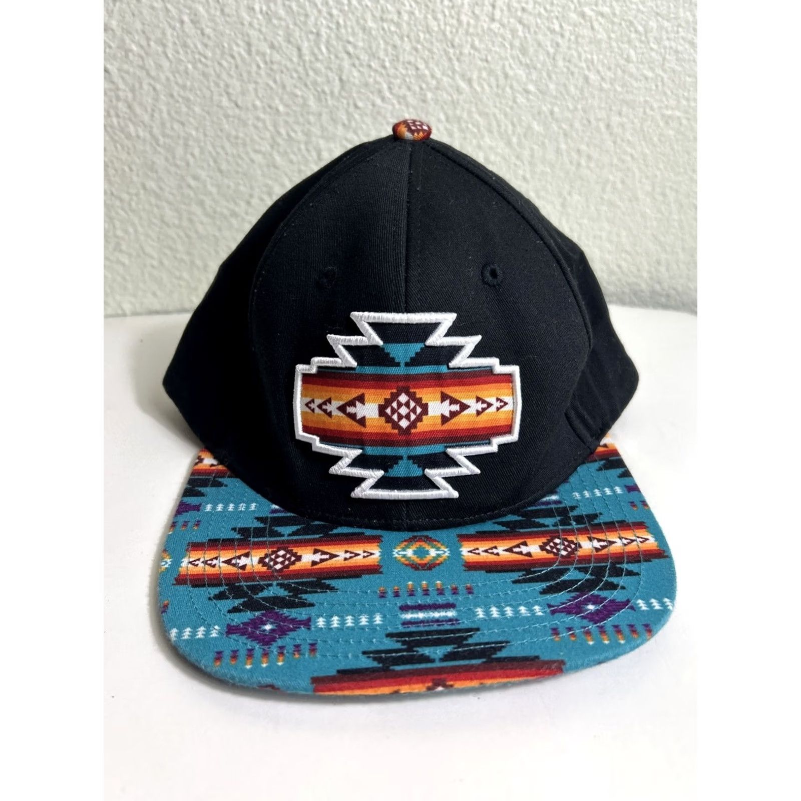 Native VINTAGE Aztec Native Tribal Print SnapBack Hat Flat Brim Cap One Size M-54 Baseball Size ONE SIZE - 2 Thumbnail
