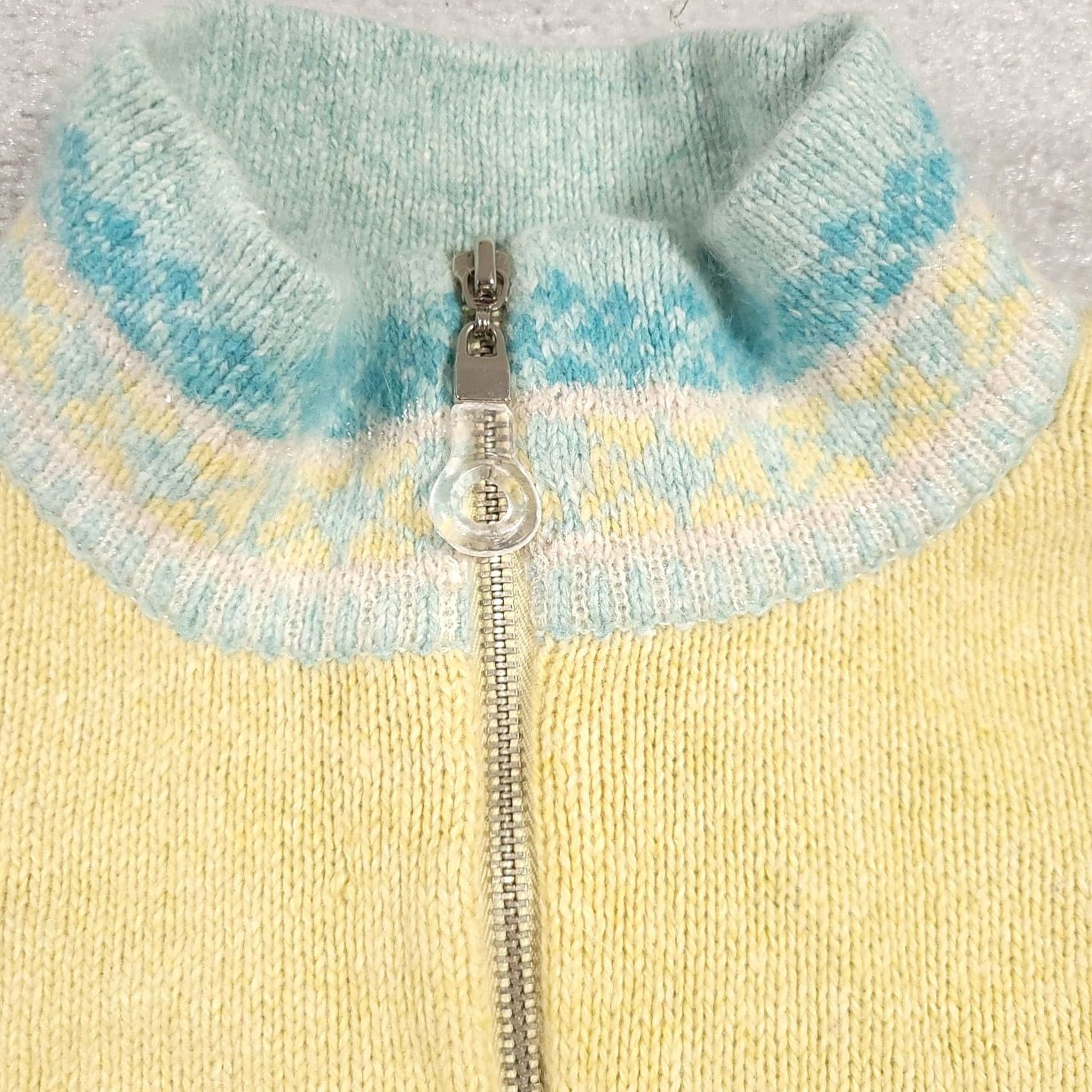 Vintage Monterey Petites by Koret Sweater Womens Medium Blue Angora Pullover Mock Neck 1/4 Zip Raglan Sleeve Knit Christmas Winter Fashion Pullover Size M / US 6-8 / IT 42-44 - 5 Thumbnail