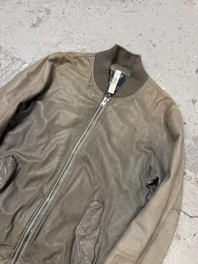 Designer × Giorgio Brato × Vintage 200s Giorgio Brato Raw Grey Leather Bomber Jacket Size US S / EU 44-46 / 1 - 4 Thumbnail