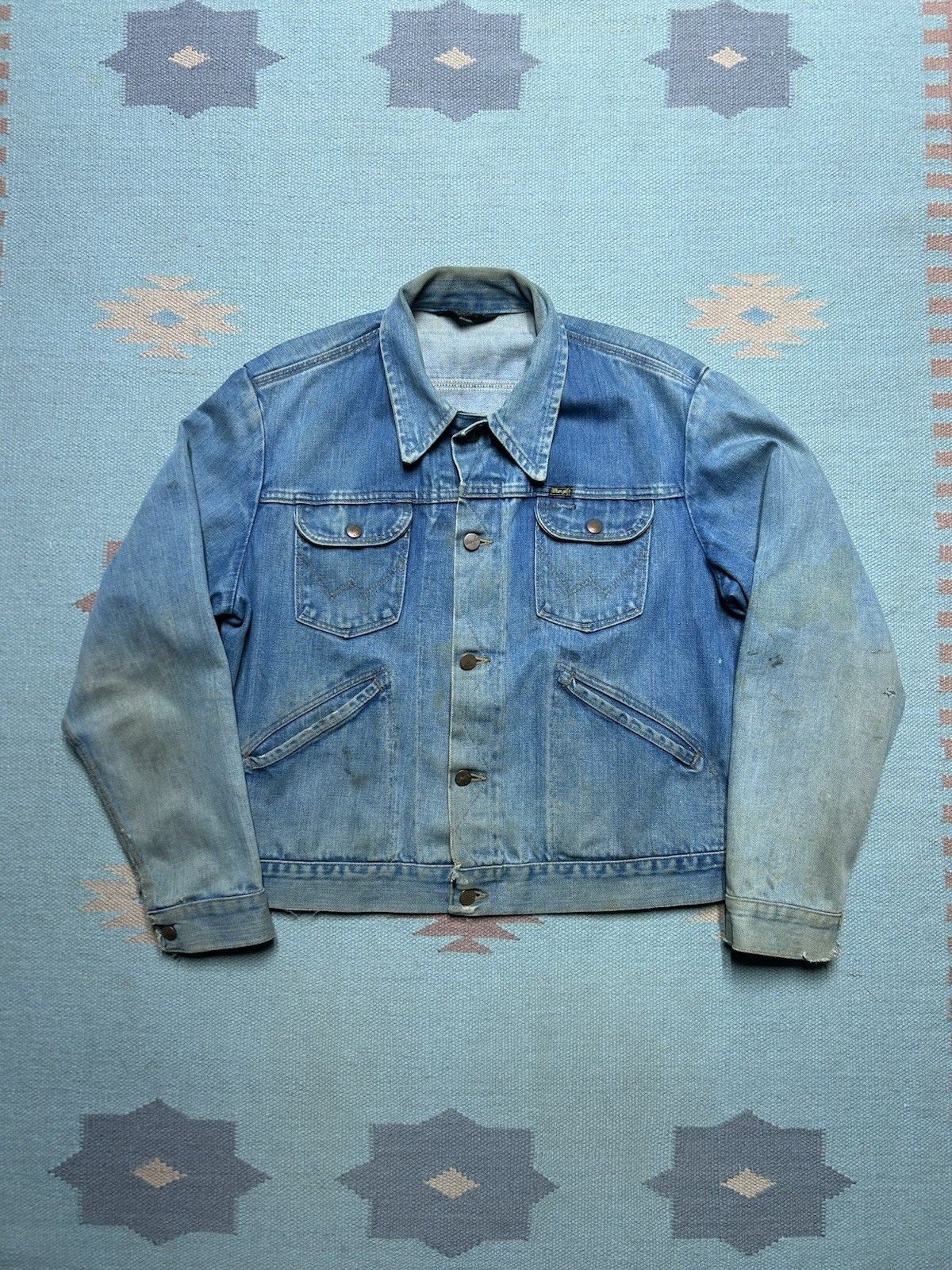 Vintage Vtg 70 wrangler no fault denim jacket farm faded workwear 42 Size US L / EU 52-54 / 3 - 1 Thumbnail