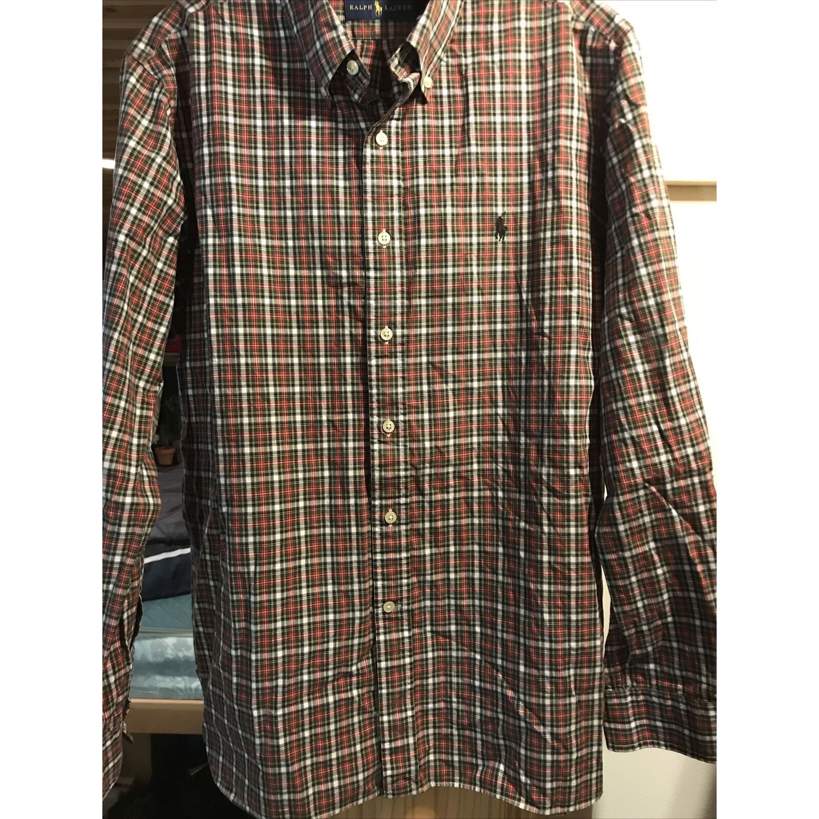 Ralph Lauren Ralph Lauren Men’s 16.5 42 Red Green Check LS Cotton Shirt Size US L / EU 52-54 / 3 - 8 Thumbnail