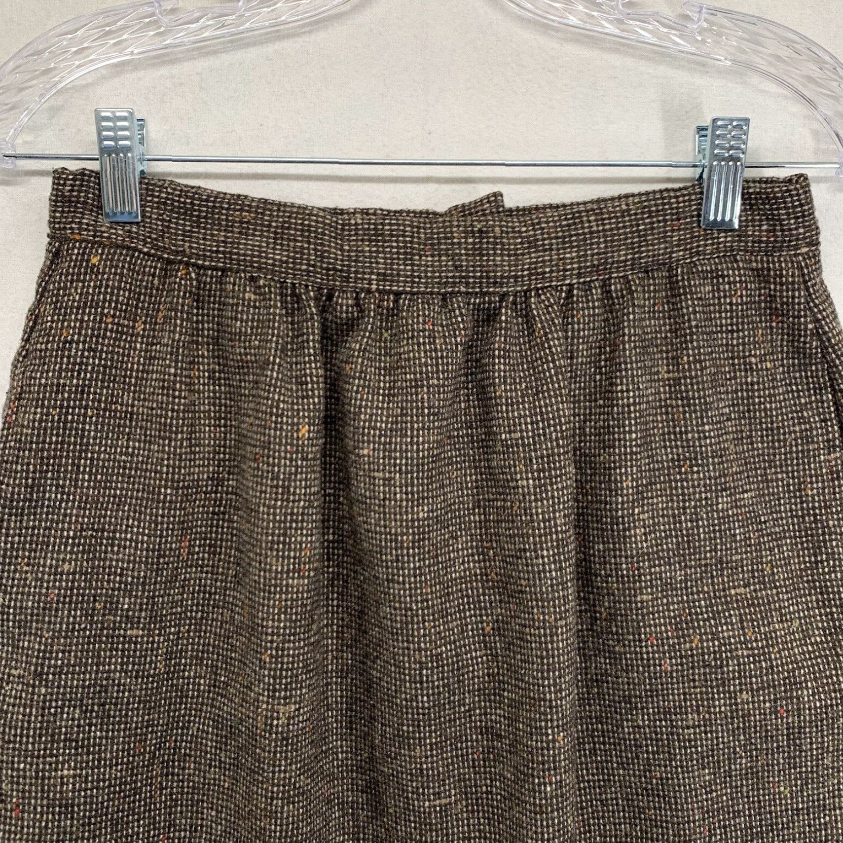Vintage VINTAGE Russ Women's Plaid Skirt Size 10 Midi A-Line Brown Speckled 70s 80s Classic Size 32" / US 10 / IT 46 - 7 Thumbnail