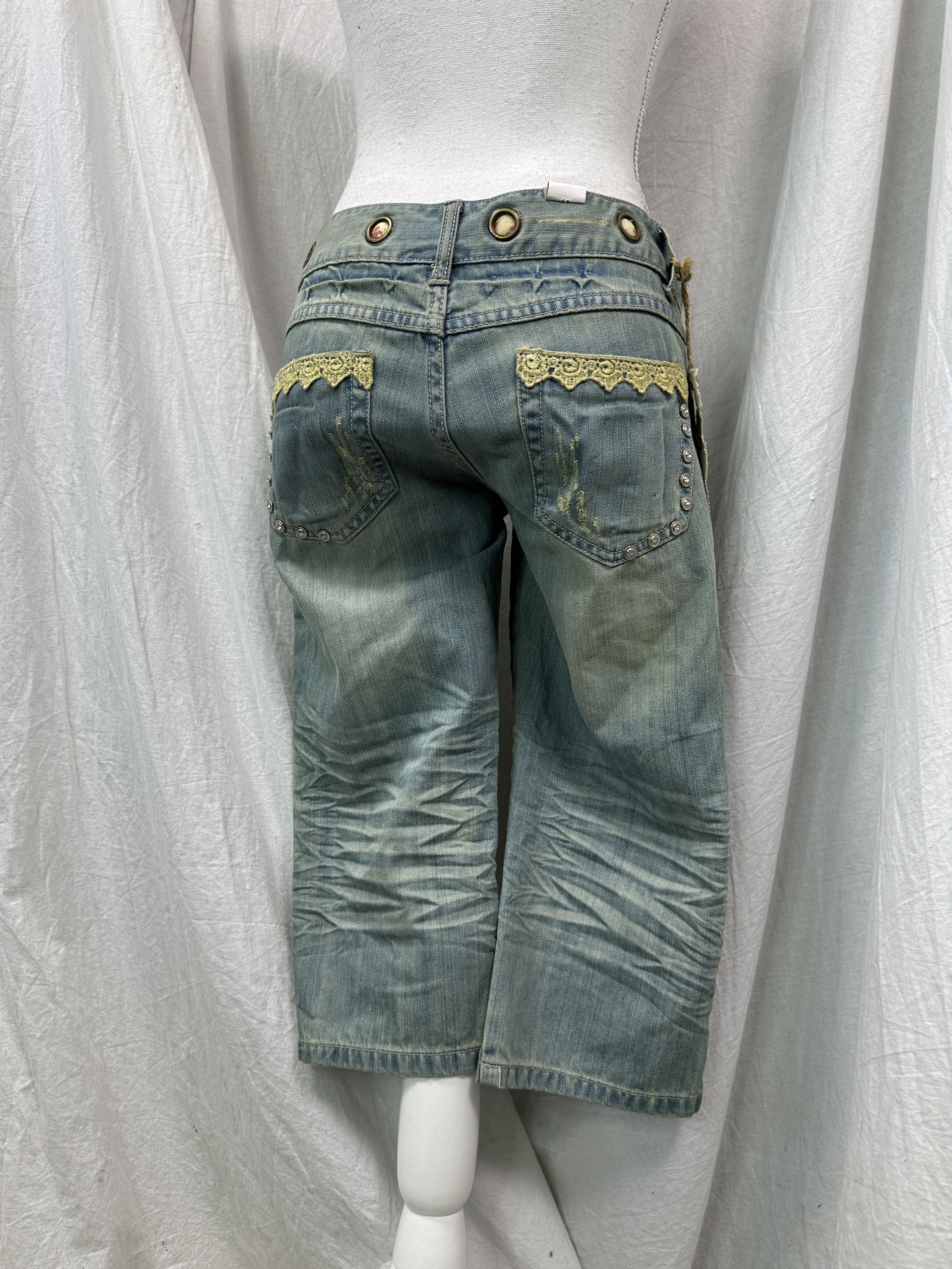 Vintage Vintage Capri Vintage Washed Eyelets Jeans Pants 00s Size 25" / US 0 / IT 36 - 5 Thumbnail