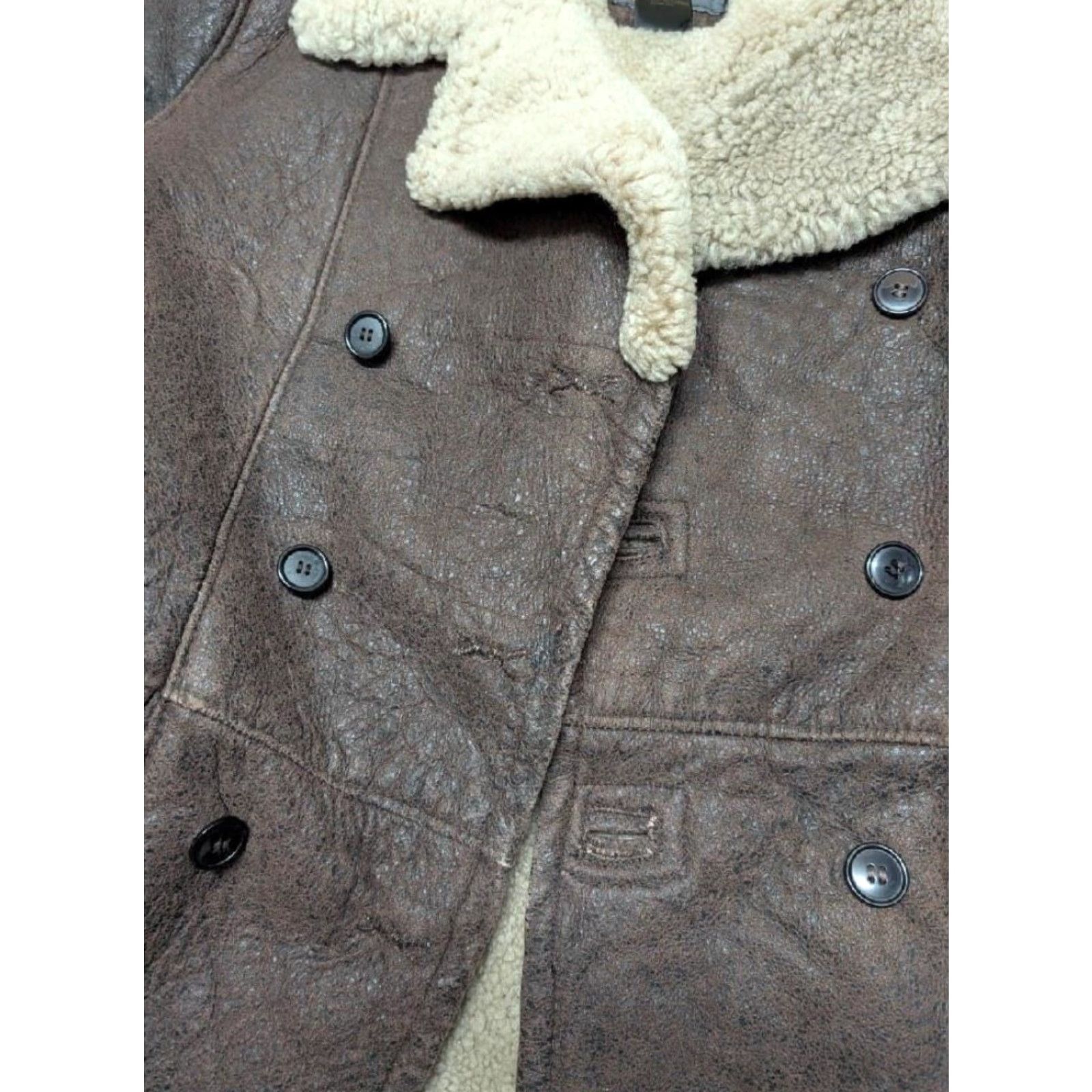 Doublet VINTAGE Black Gama SHEEPSKIN Leather Coat SHERPA PILE lined Patina coat S Brown Men Regular XS Coat Size US S / EU 44-46 / 1 - 3 Thumbnail