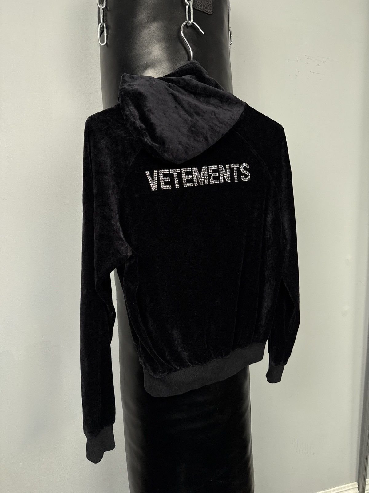 Vetements Vetement velvet Swarovski embellished hoodie | Grailed