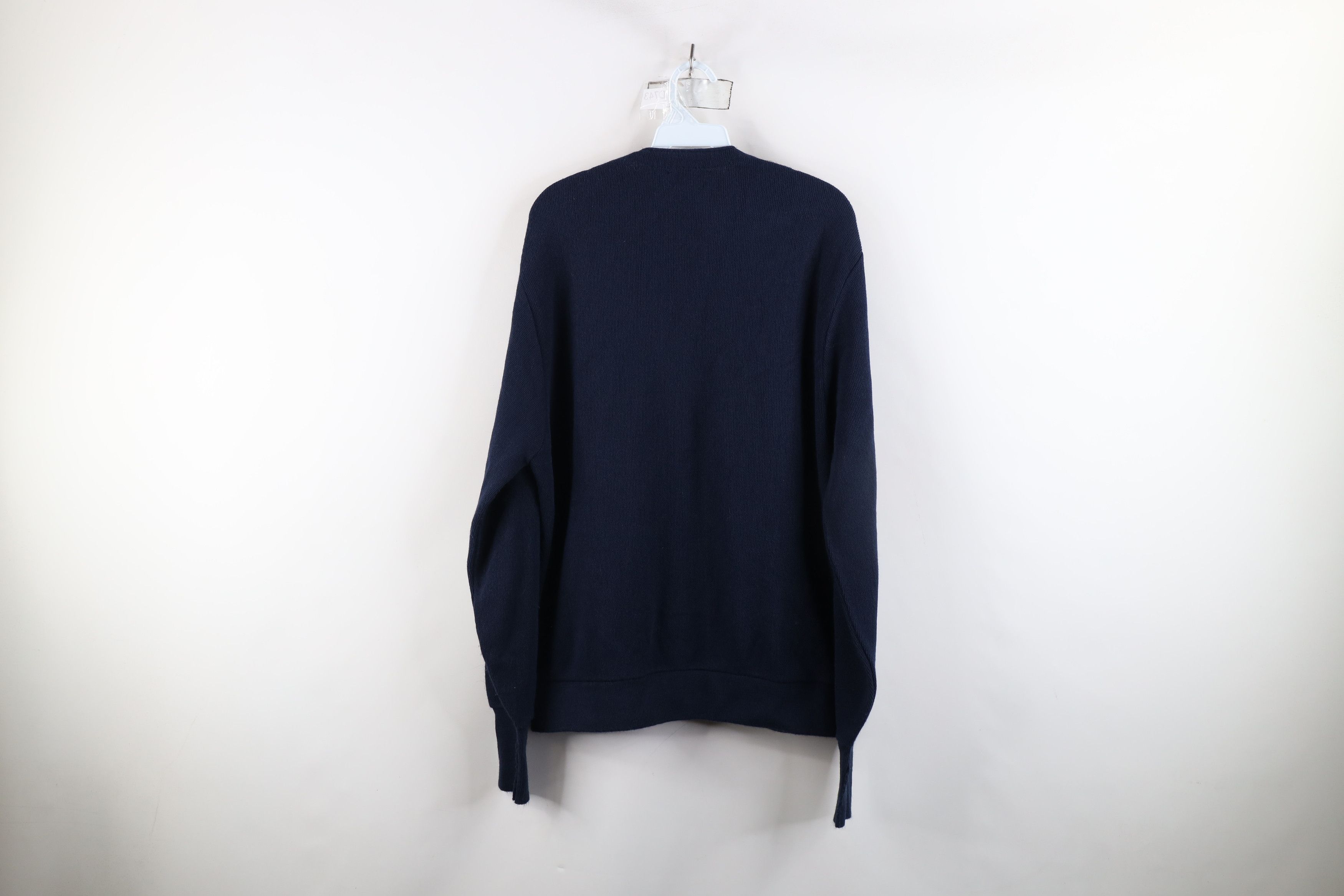 Izod × Vintage Vintage 90s Izod Spell Knit Cardigan Sweater Navy Blue USA Size US L / EU 52-54 / 3 - 8 Thumbnail
