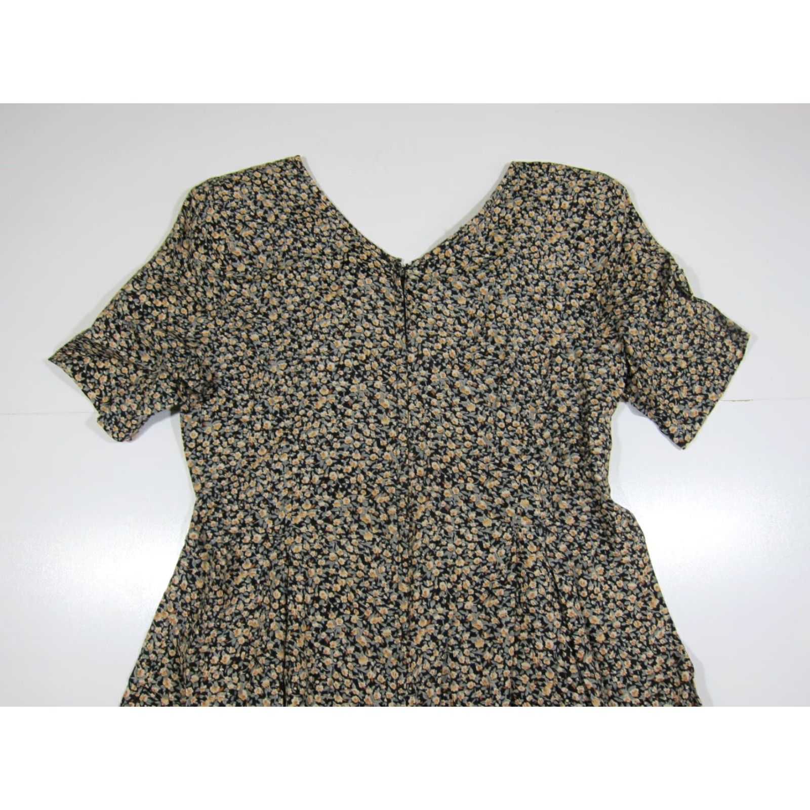 Vintage Robbie B Designs Green Black Floral Sheath Shift Tunic Sun Dress Women Size 6 Size M / US 6-8 / IT 42-44 - 6 Thumbnail