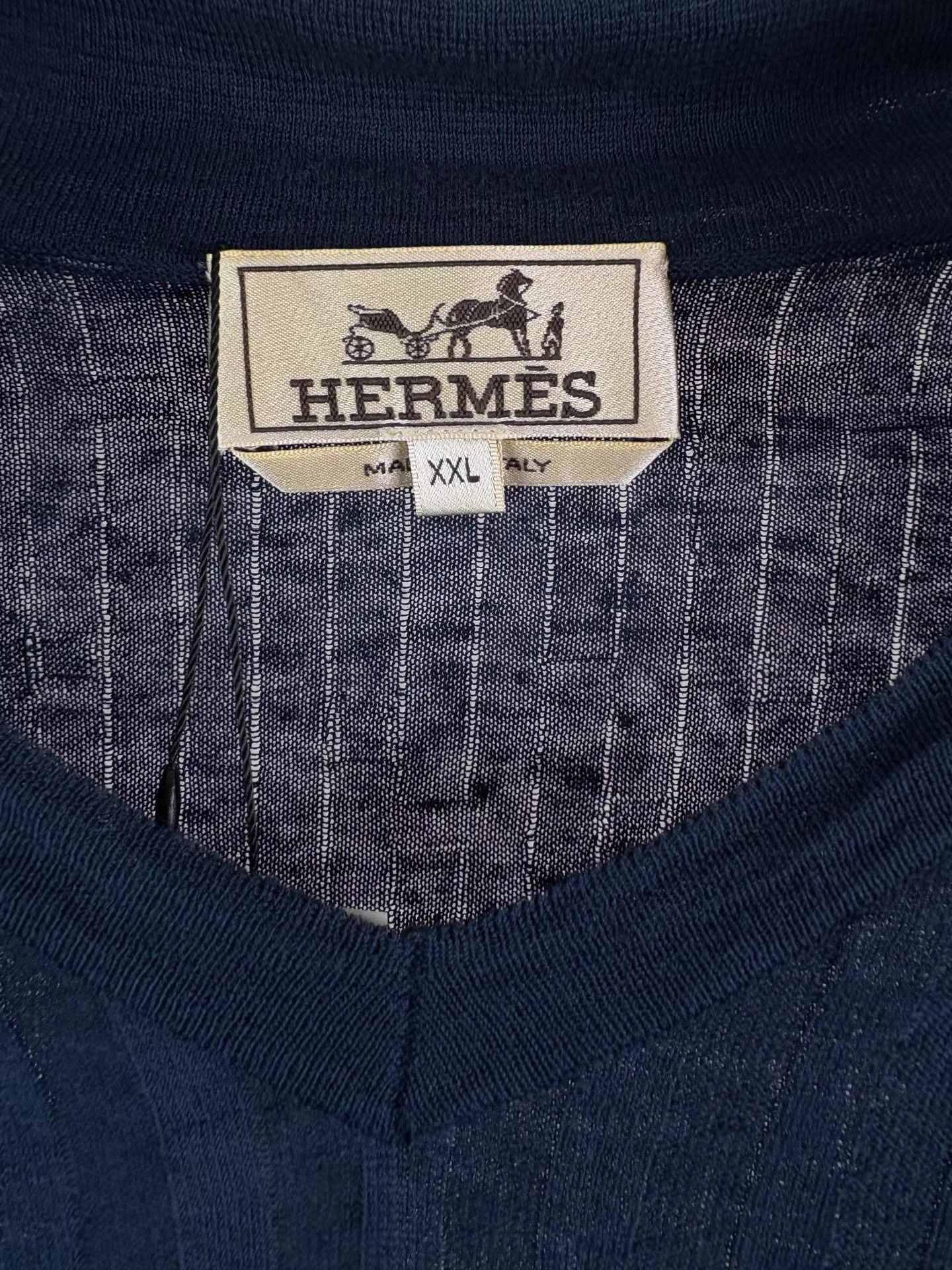 Hermes HERMES Dark Blue Linen Short Sleeve K1 Size US XXL / EU 58 / 5 - 3 Thumbnail