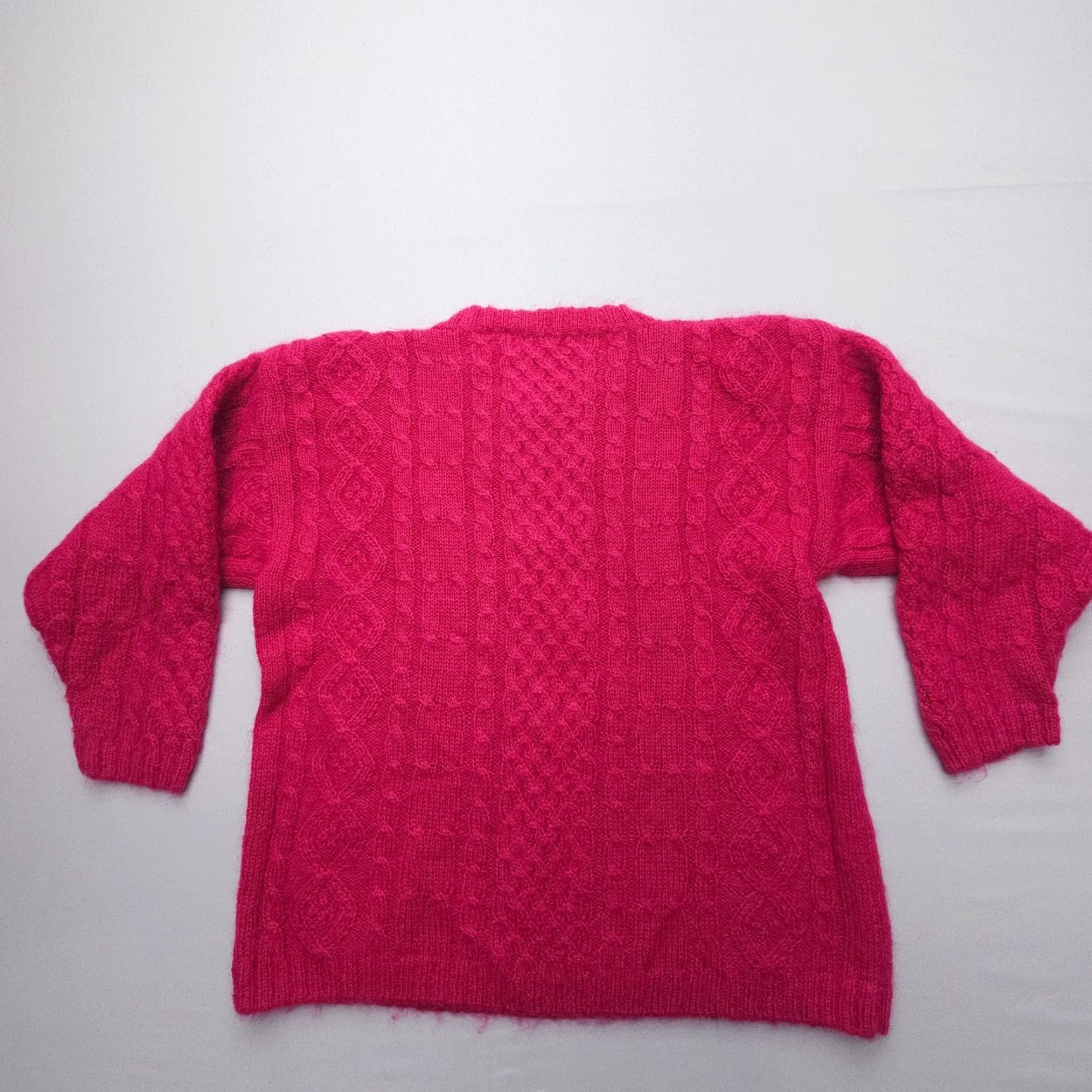Vintage VINTAGE Paris Sport Club Mohair Blend Cable Knit Sweater Womens Large Pink Mohair Cable-Knit Pullover Winter Fall Spring Mock Neck Skirt? Size L / US 10 / IT 46 - 2 Thumbnail