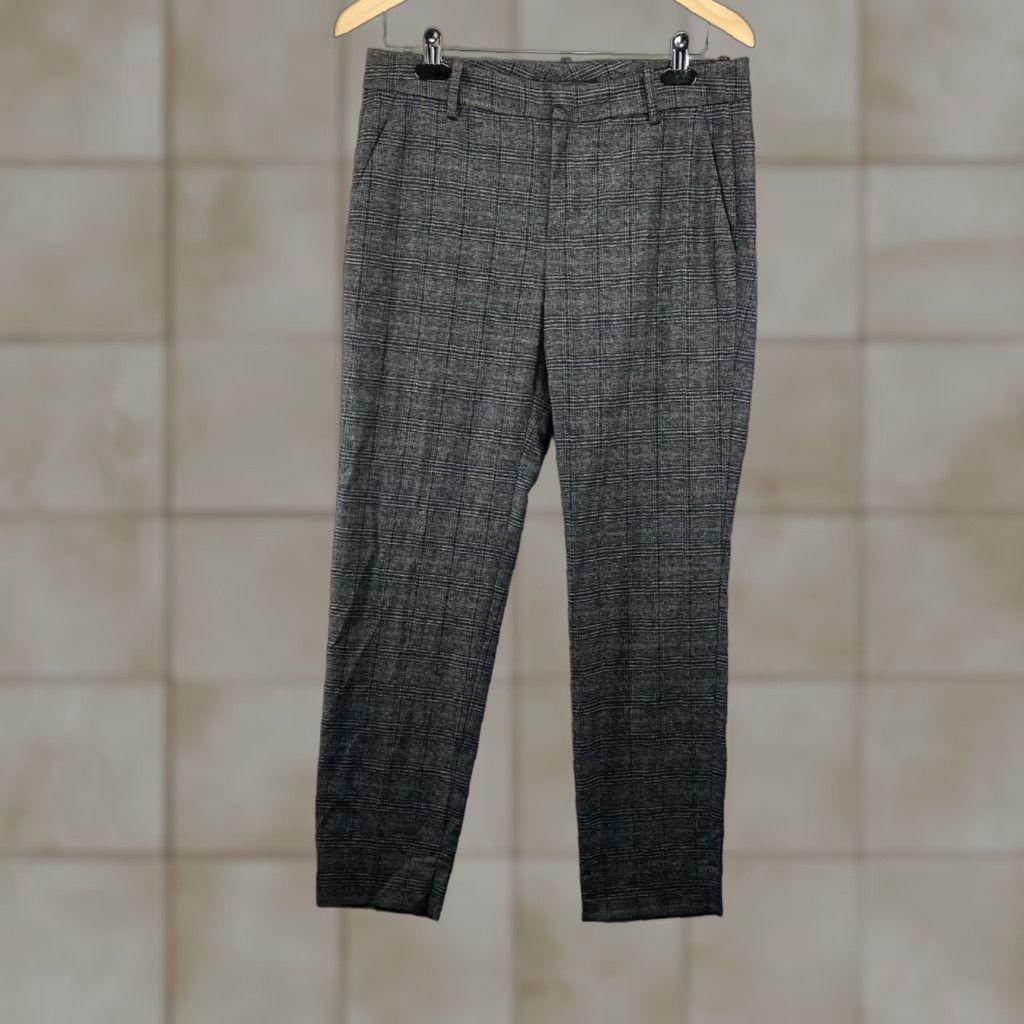 Zara ZARA NWT Women's Ankle Pants Tapered Plaid Grey Brown Preppy Old Money Size 6 Size 28" / US 6 / IT 42 - 1 Thumbnail
