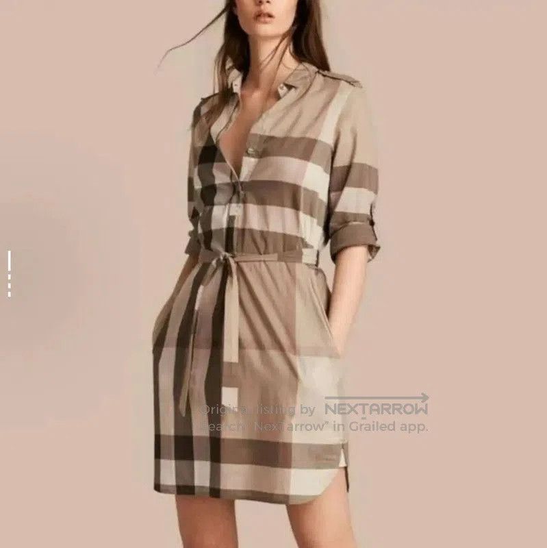 Burberry Burberry Summer Khaki Check Logo Dress. Size XL / US 12-14 / IT 48-50 - 9 Thumbnail