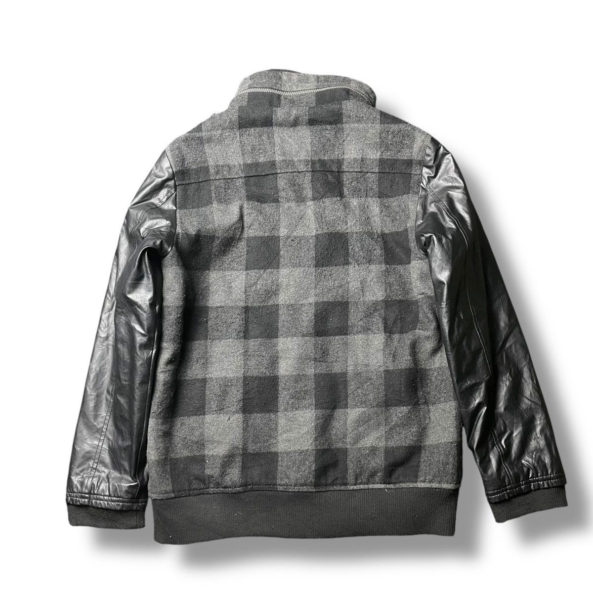 Hysteric Glamour PENTYS ROCK PATCHWORK CHECKERED WOOL + LEATHER BOMBER JACKET Size US M / EU 48-50 / 2 - 2 Thumbnail