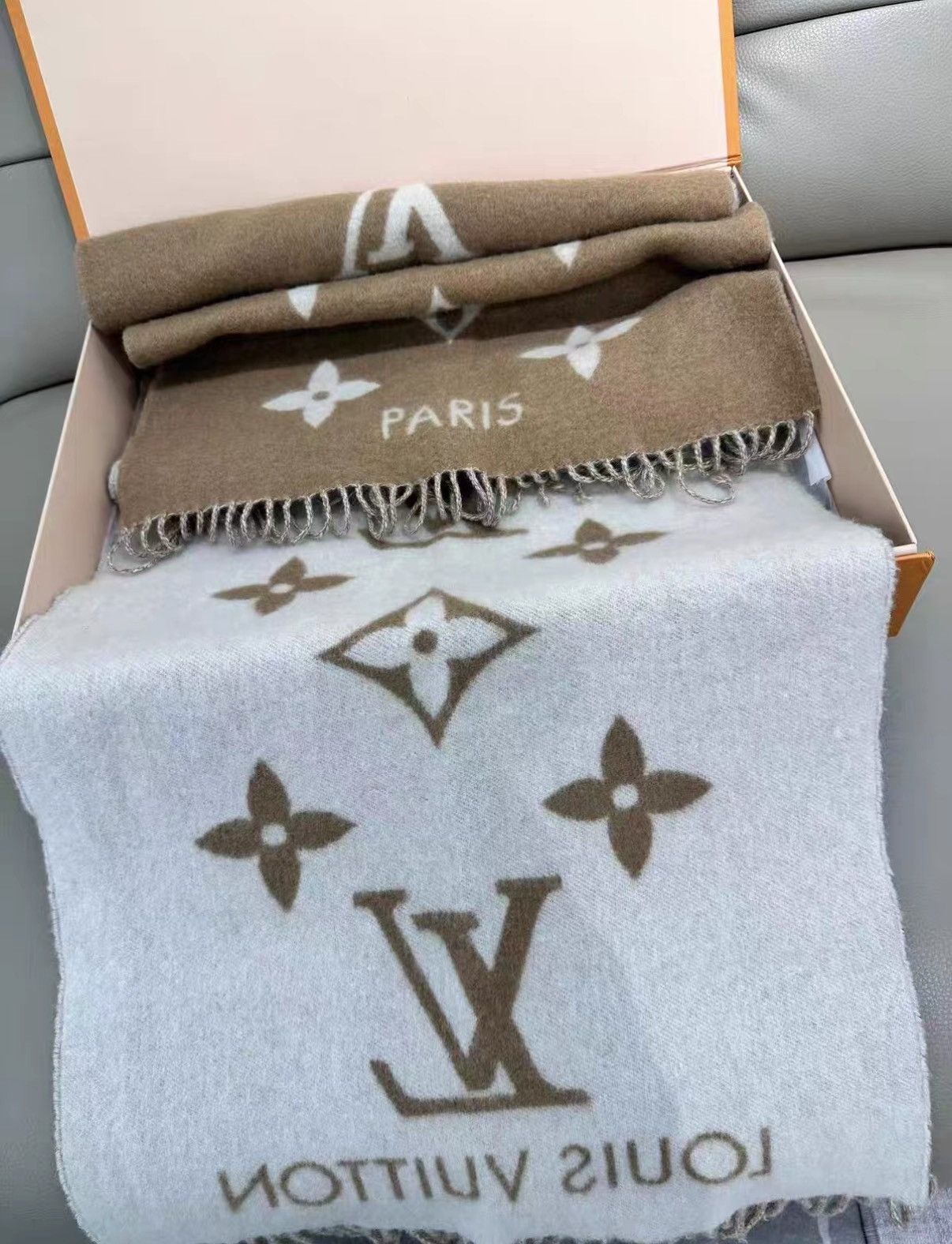 Louis Vuitton Louis Vuitton Reykjavik Reversible Cashmere Fringe Scarf J38 Size ONE SIZE - 3 Thumbnail