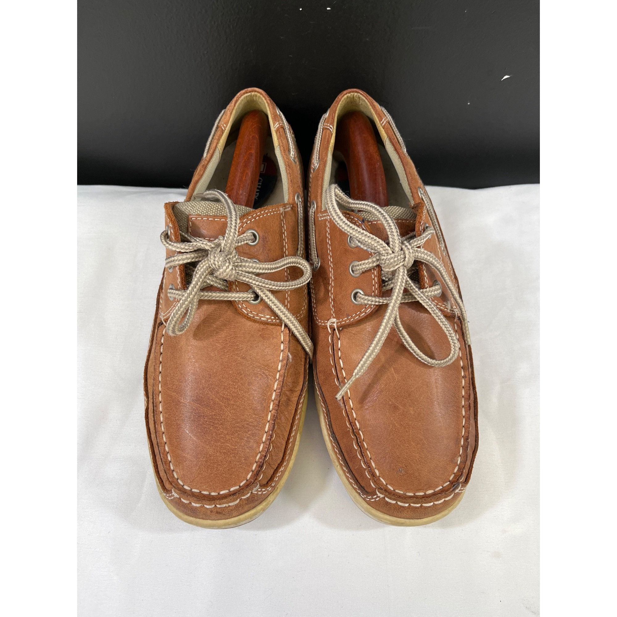 Chaps Chaps Men's Tan Leather Boat Shoes/Lace Up Size 10.5M SKU 59 Size US 10.5 / EU 43-44 - 2 Thumbnail