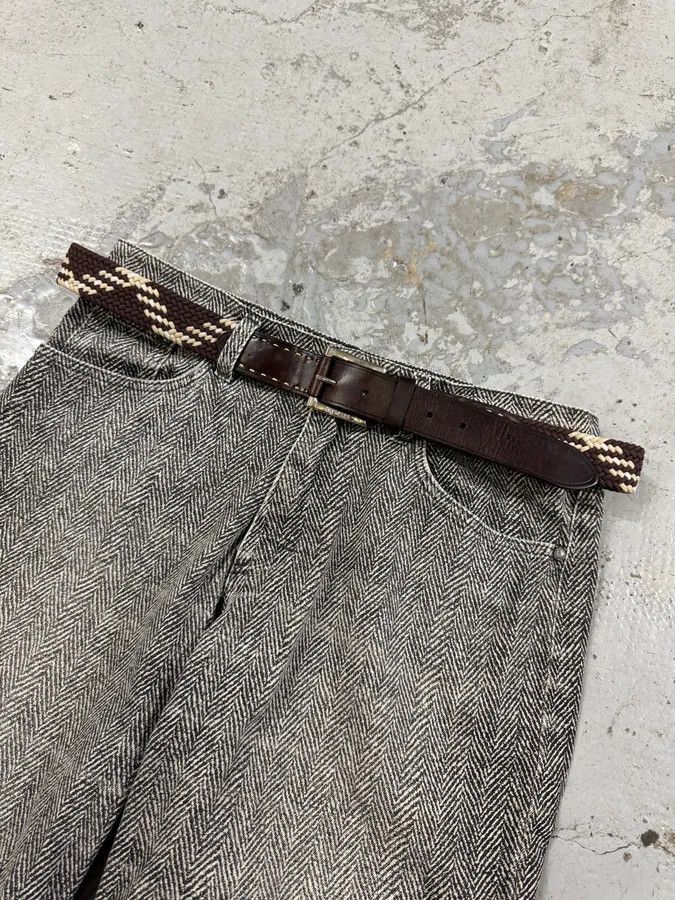 Balmain × Designer × Vintage 2010s Balmain Woven Canva Brown Leather Belt Size ONE SIZE - 2 Thumbnail