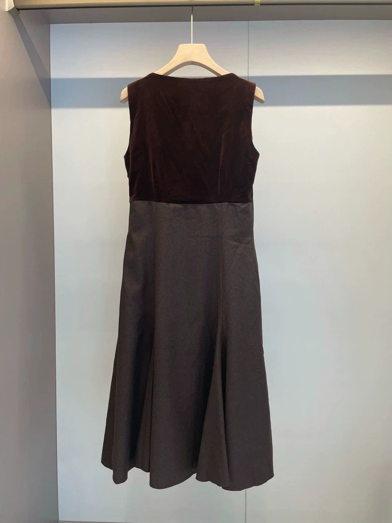 Loro Piana LORO PIANA Brown caramel colored wool sleeveless dress Size XL / US 12-14 / IT 48-50 - 2 Thumbnail