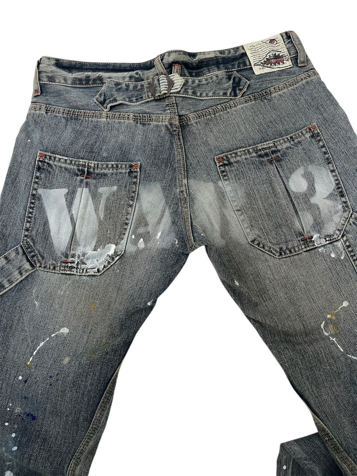 Japanese Brand × PPFM × Seditionaries Offer☄️PPFM carpenters paint splatter buckle back denim jeans Size US 32 / EU 48 - 6 Thumbnail