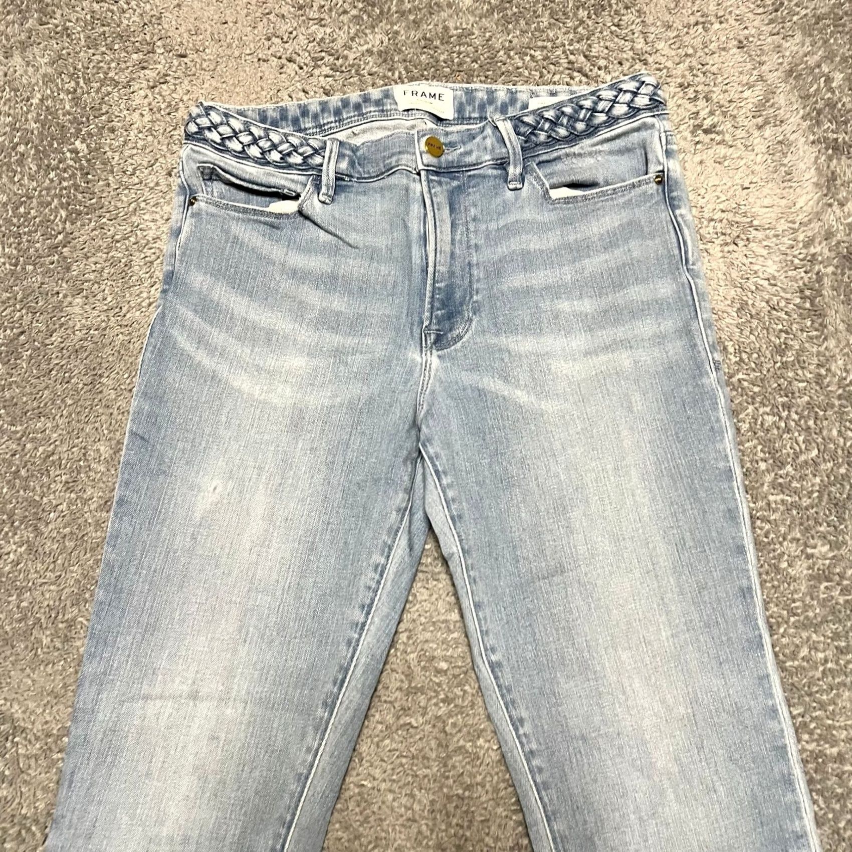 Frame FRAME Jeans Le Crop Mini Boot Blue Braid Waist Womens 30 30x25.5 Regular Blue Bootcut Girls? Size 30" / US 8 / IT 44 - 3 Thumbnail