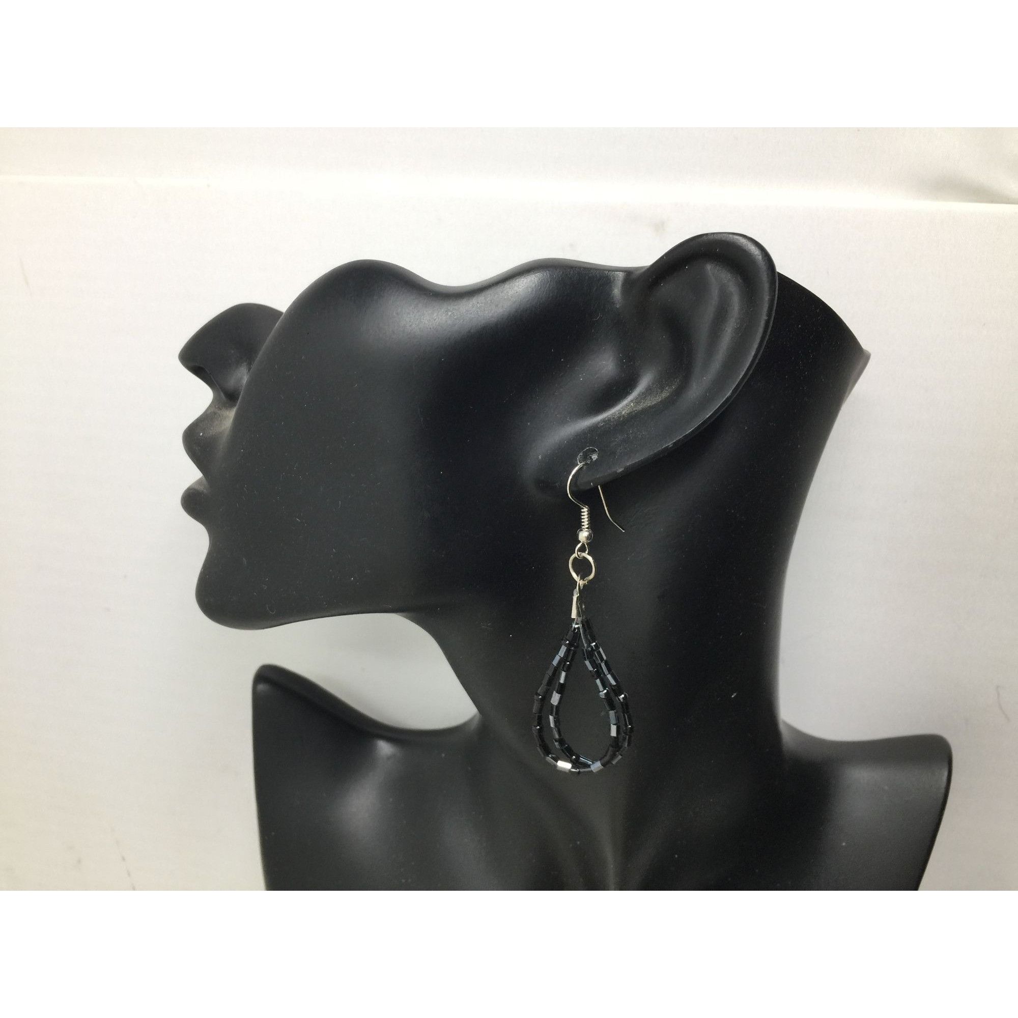 Other Women's Black Beaded Tear Drop Shaped Earrings Size ONE SIZE - 1 Thumbnail
