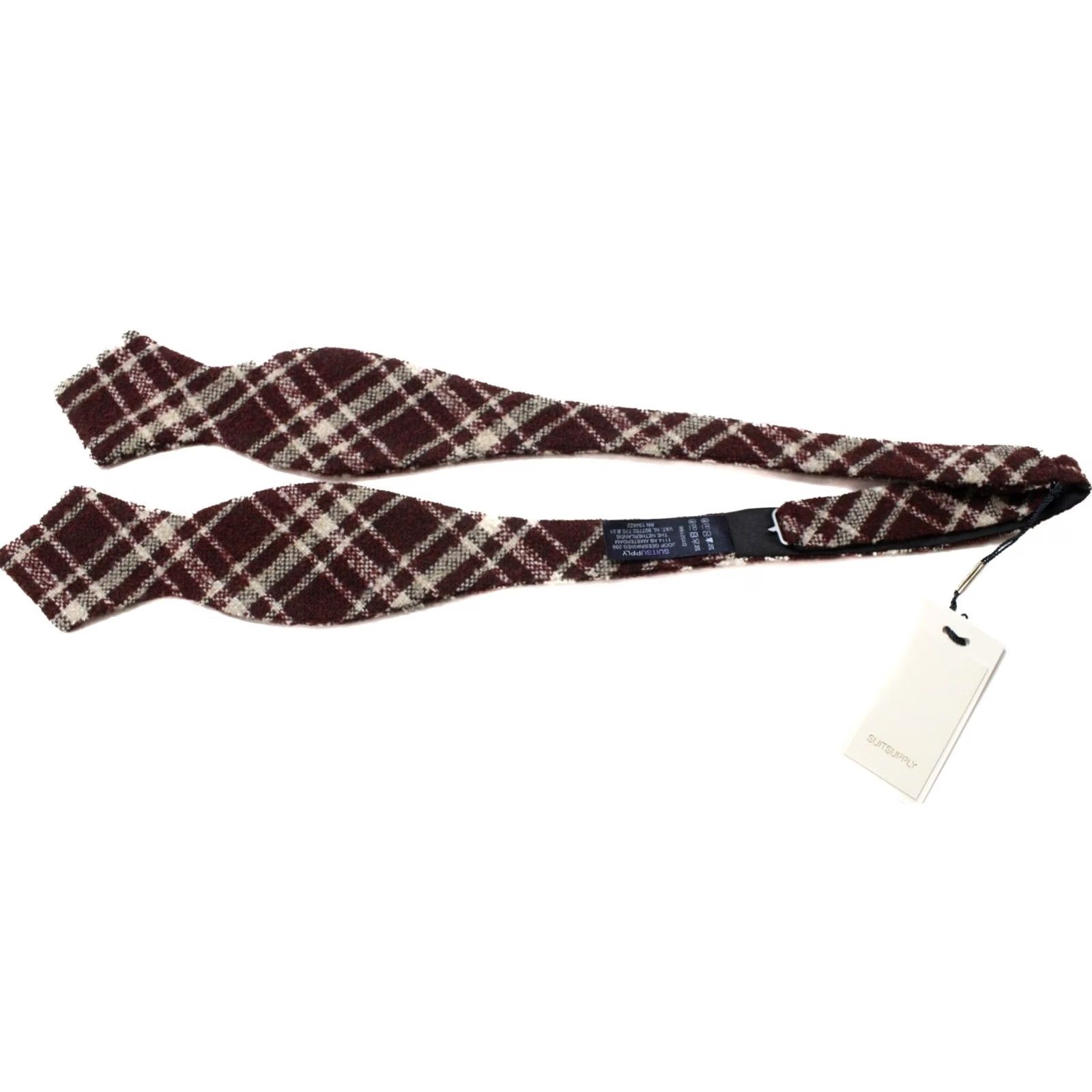 Suitsupply SUITSUPPLY Check Bordeaux Bow Tie Men's ONE SIZE Wool Blend Tied Size ONE SIZE - 2 Thumbnail