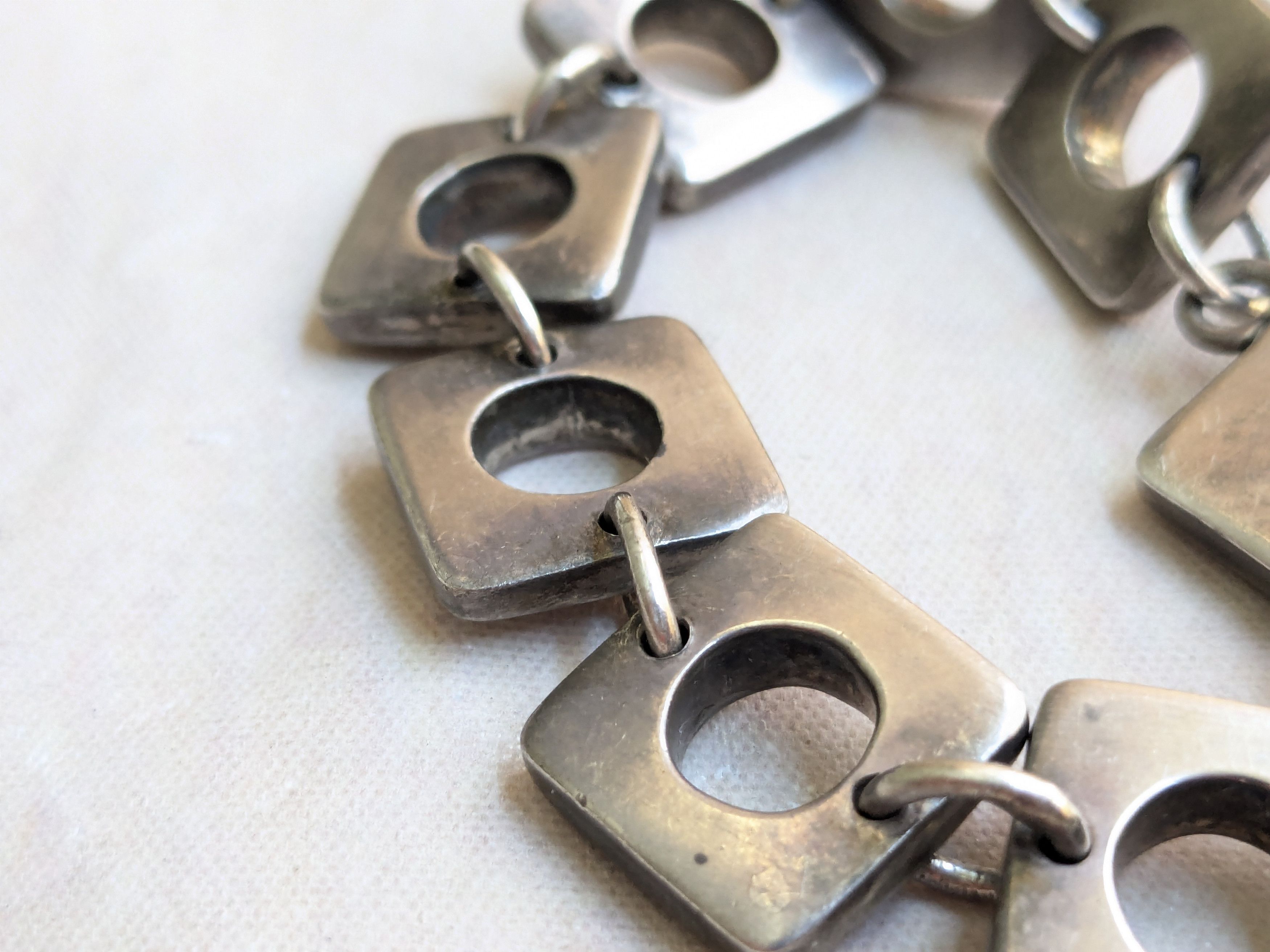 Vintage Vintage Sterling Silver Bracelet Cushion Square Round Size ONE SIZE - 11 Thumbnail