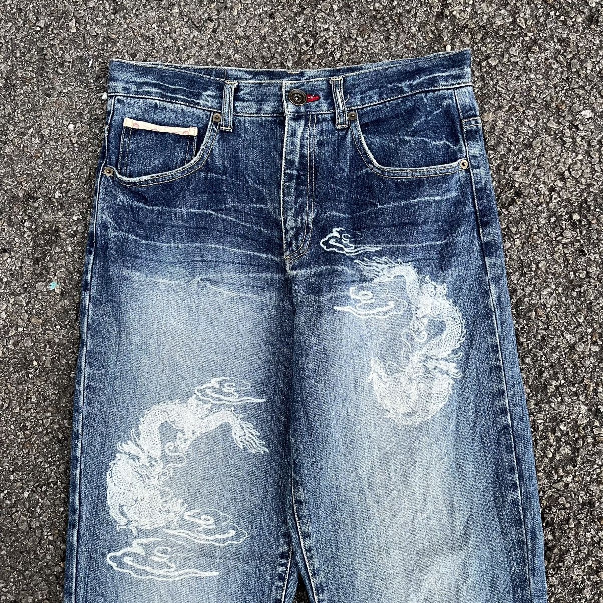 Hysteric Glamour Japanese Dragon Printed Jeans Karakuri Koi Fish Size US 31 - 3 Thumbnail