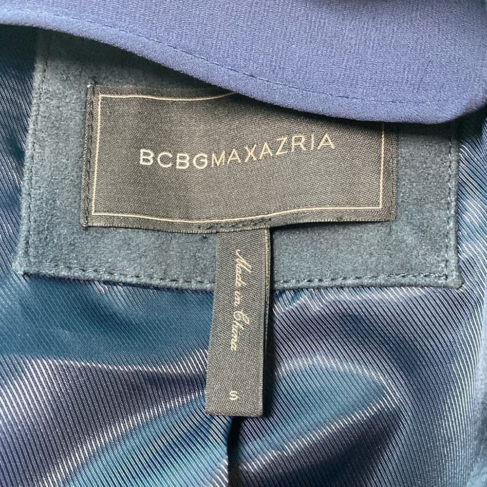 Bcbgmaxazria BCBG Maxazria Navy Leather Size S Waterfall Blazer Coat Jack Size S / US 4 / IT 40 - 2 Thumbnail