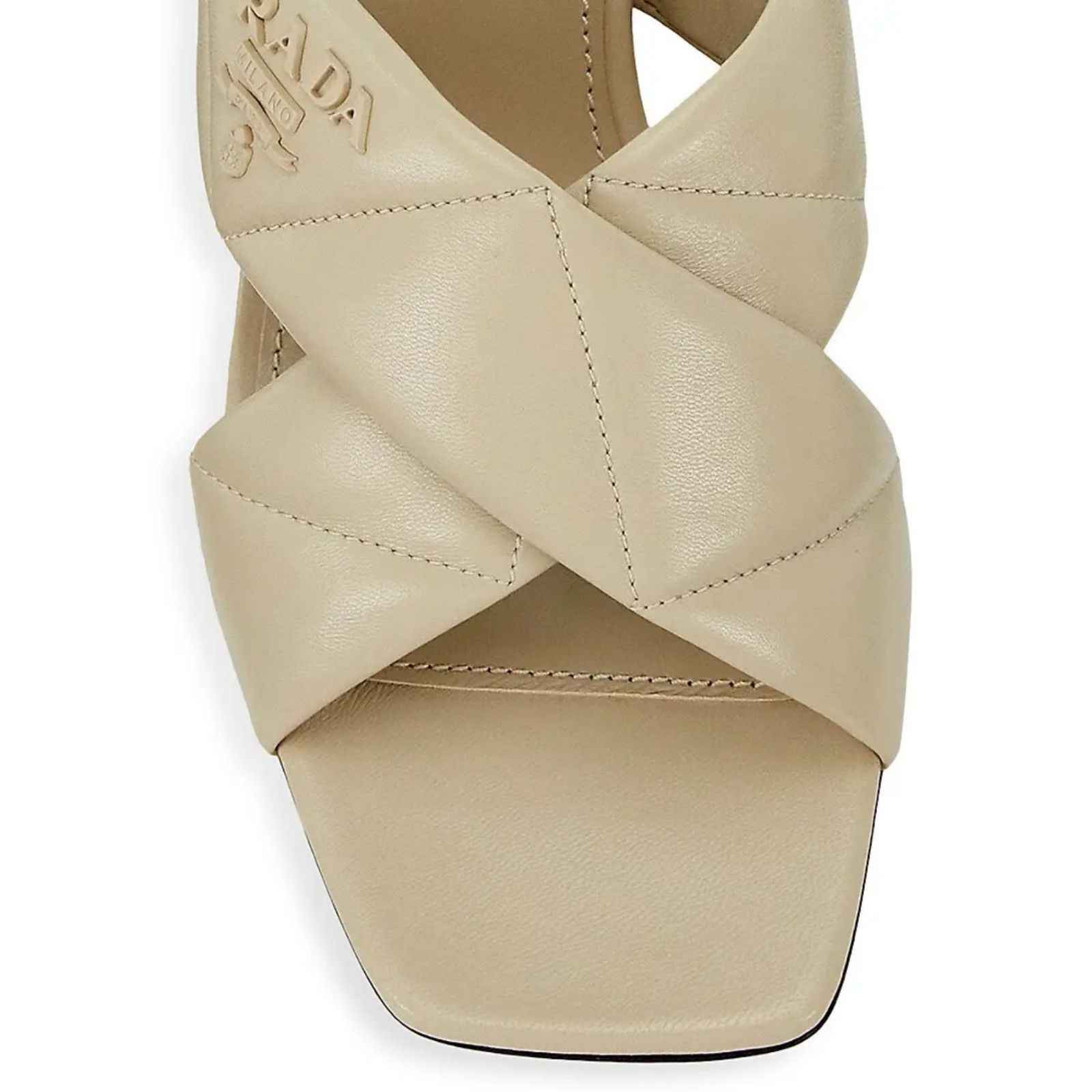 Prada Prada Deserto 65mm Quilted Criss Cross Logo Slide Sandal Size US 10.5 / IT 40.5 - 11 Thumbnail