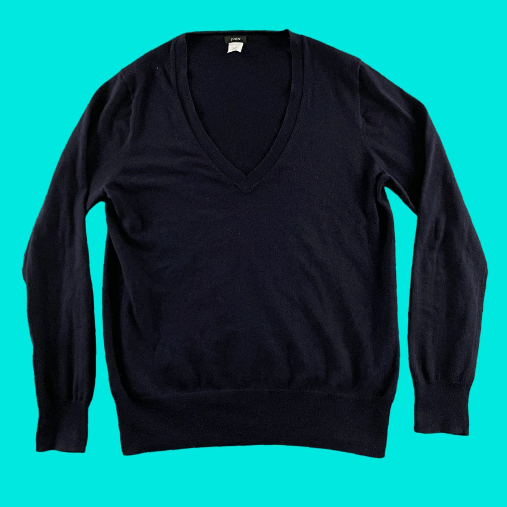 J.Crew J.CREW Mens Sweater Blue Size Large 100% Cotton V-Neck Long Sleeve Pullover Crew Neck Size L / US 10 / IT 46 - 1 Thumbnail