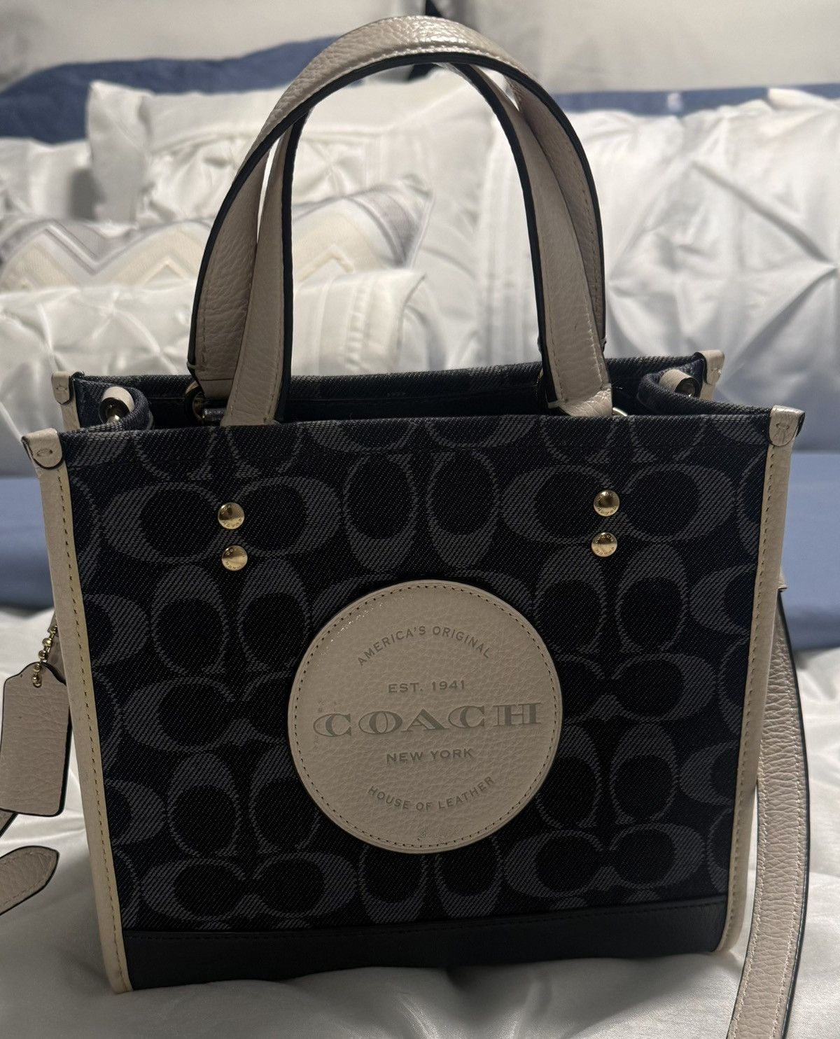 Coach Coach Denim/Cream Signature Dempsey Mini Tote 22in Size ONE SIZE - 2 Thumbnail