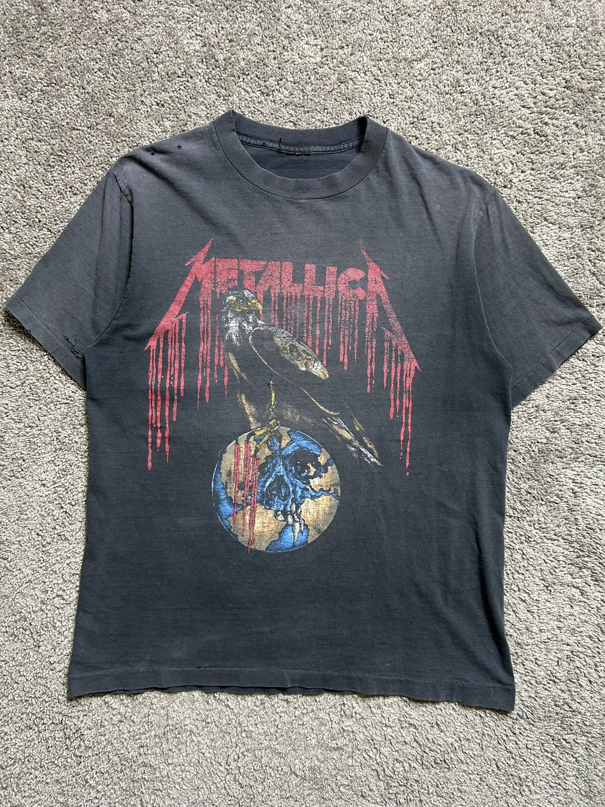 Band Tees Vintage 90s Metallica Pushead Thrashed Tee 1994 Faded Roam Size US L / EU 52-54 / 3 - 1 Thumbnail