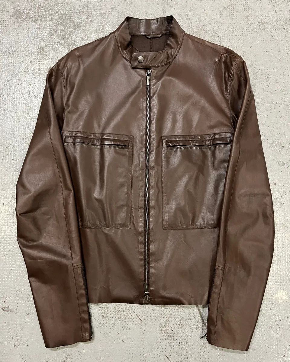 Jil Sander 2010s Jil Sander Brown Leather Minimalist Jacket Size M / US 6-8 / IT 42-44 - 1 Thumbnail