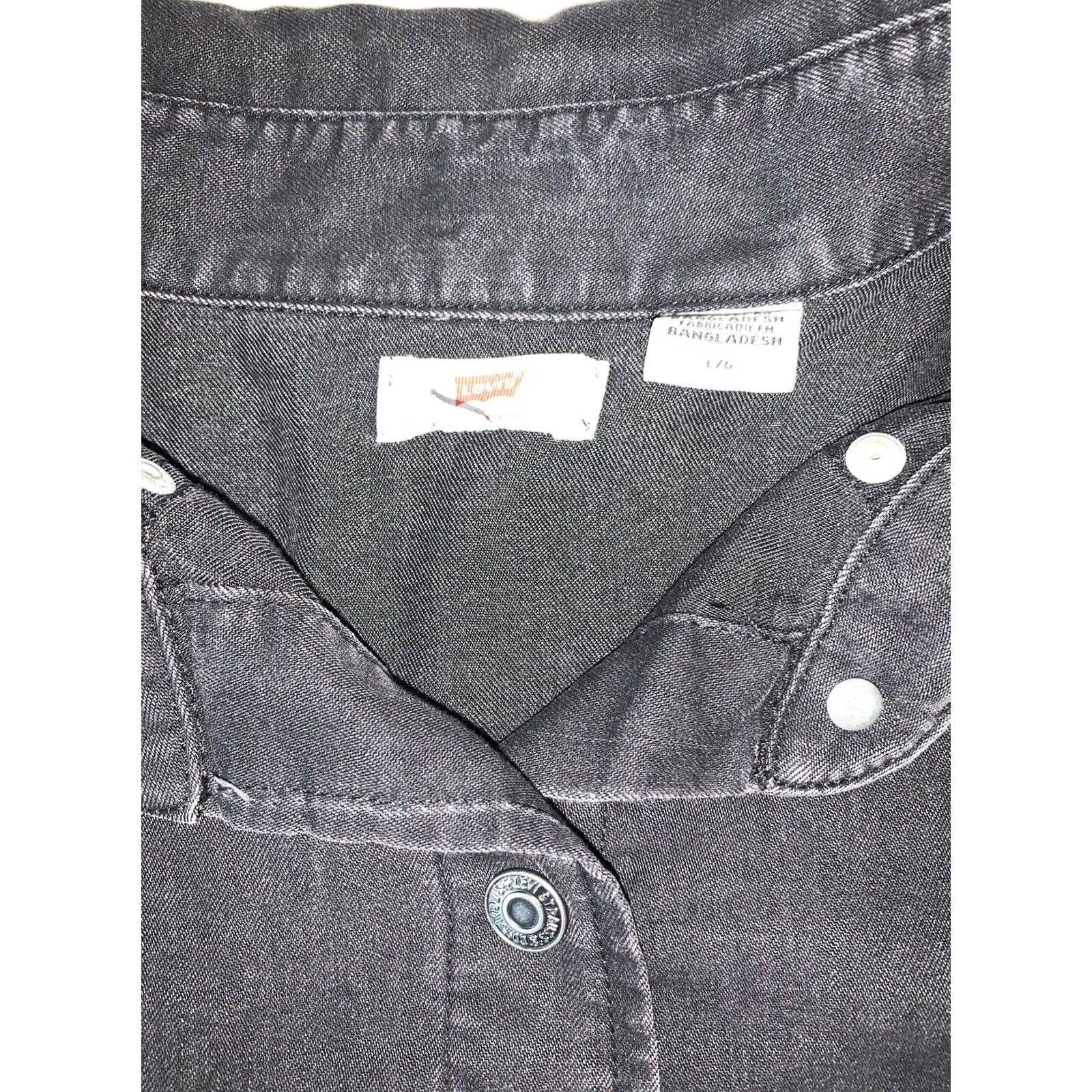 Levi's Levi's Daniela Western Studded Cropped Denim Shirt L Black Size L / US 10 / IT 46 - 3 Thumbnail