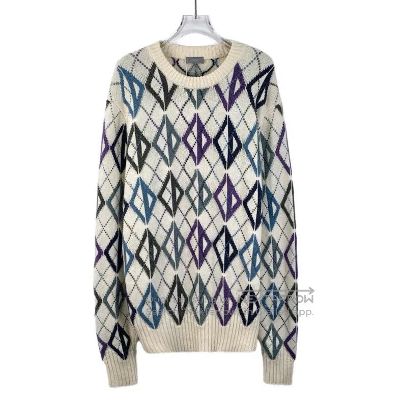 Dior Dior Colour-matched diamond wool round-neck long-sleeved k Size US M / EU 48-50 / 2 - 1 Thumbnail