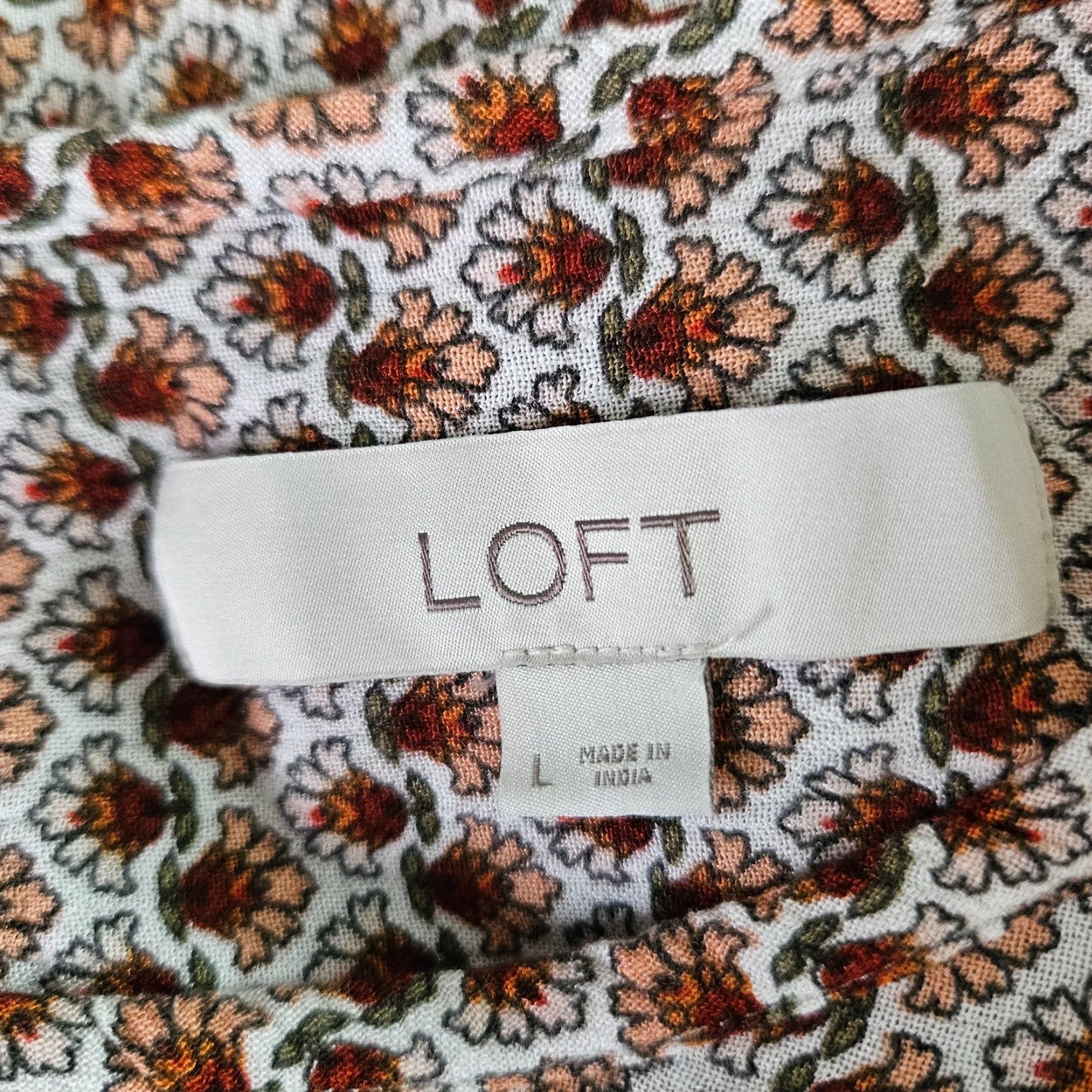 Loft LOFT Ann Taylor Womens Top Blouse Sz Large Red Green Long Sleeve Rayon Shirt Womens Size L / US 10 / IT 46 - 5 Thumbnail