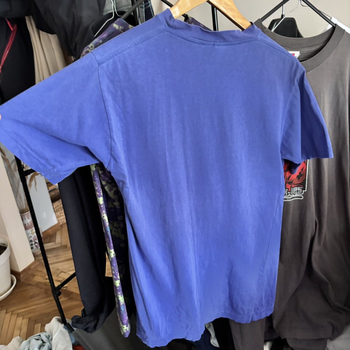 Nike Vintage 90’s Purple Nike Swoosh T-Shirt Made in Portugal Size US S / EU 44-46 / 1 - 2 Thumbnail
