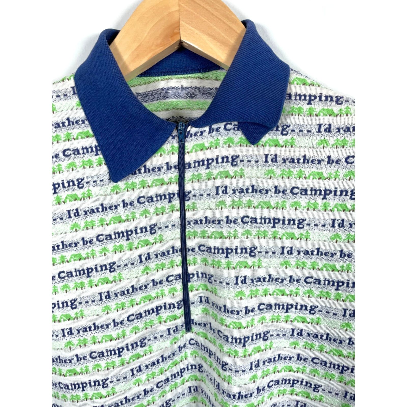 Vintage VINTAGE Polo Shirt Men's 1/4 Zip Camping Green White 90s Outdoor Retro Lightweight Textured Cotton Mix Knit Short Sleeve Regular Large Adult Mens Size US L / EU 52-54 / 3 - 7 Thumbnail