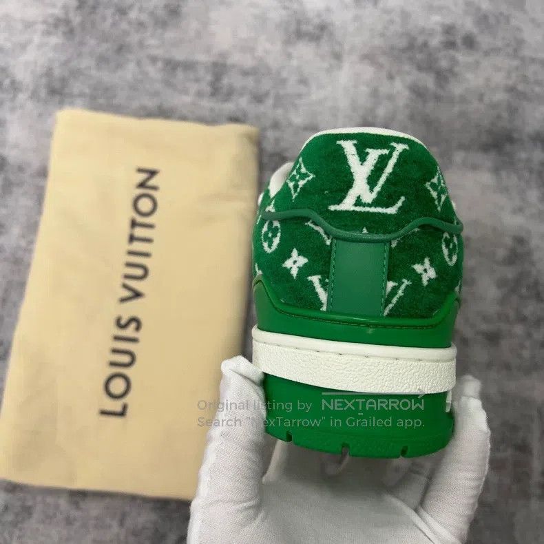 Louis Vuitton Louis Vuitton Trainer white and green flocked fully printe Size US 6.5 / EU 39-40 - 6 Thumbnail