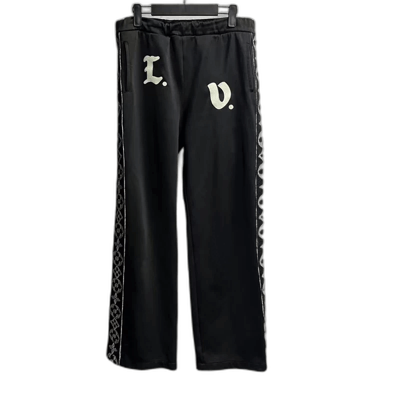 Louis Vuitton Black Floral Logo Athletic Pants