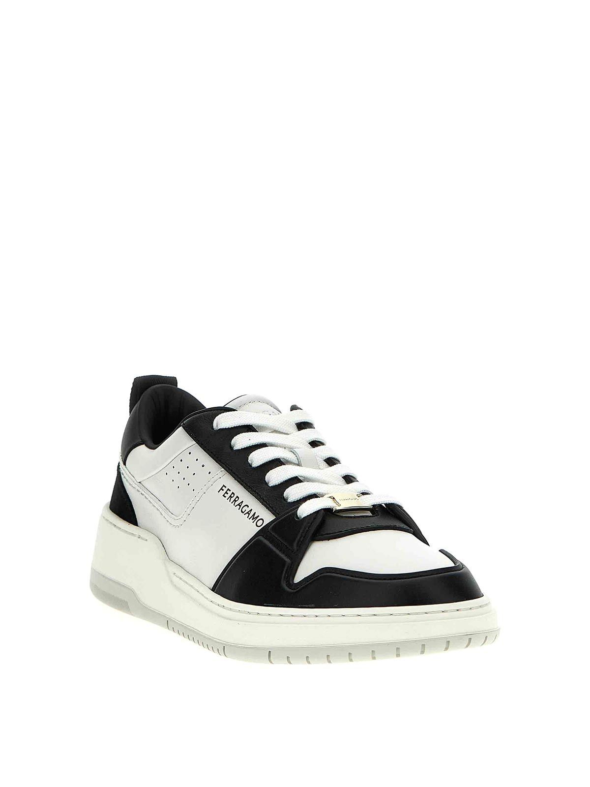 Salvatore Ferragamo o1s1rm1125 Dennis Low-Top Sneakers in White/Black Size US 8 / EU 41 - 2 Thumbnail