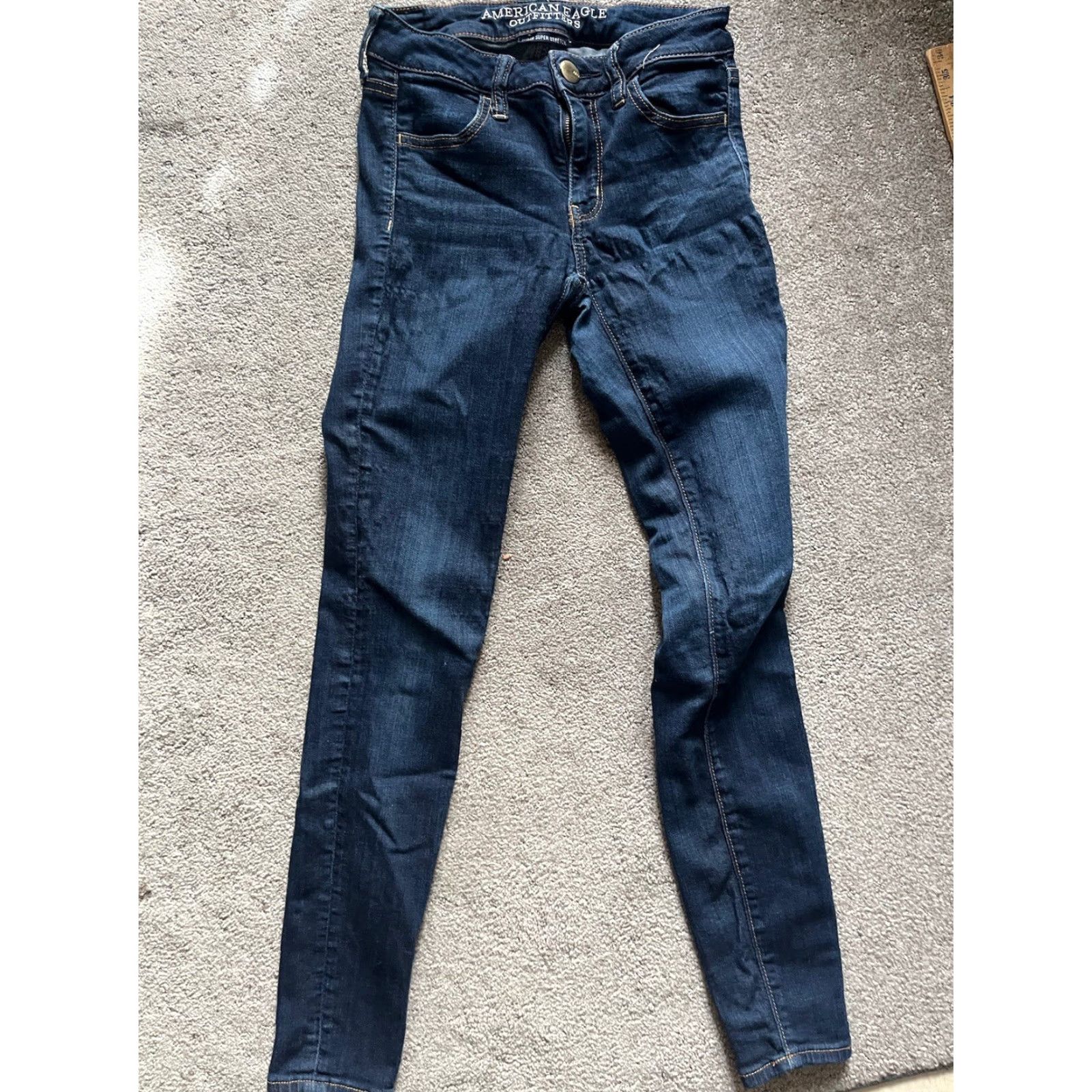 American Eagle Outfitters American Eagle Outfitters Jegging Pants 2 Women Regular Solid Distressed Blue Stretch Denim Size 26" / US 2 / IT 38 - 4 Thumbnail