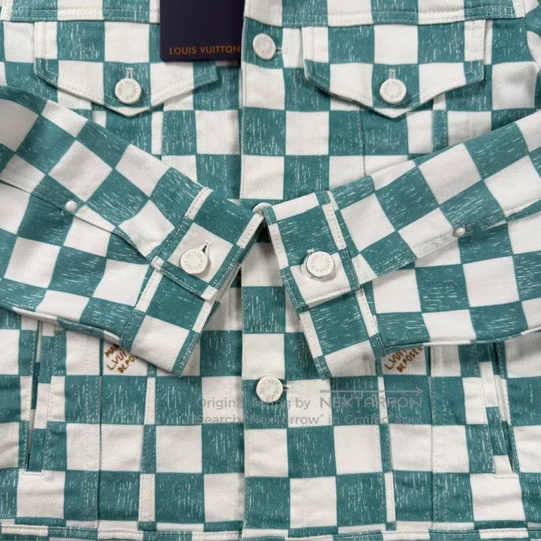 Louis Vuitton Louis Vuitton White and green checkered denim jacket Size US S / EU 44-46 / 1 - 3 Thumbnail
