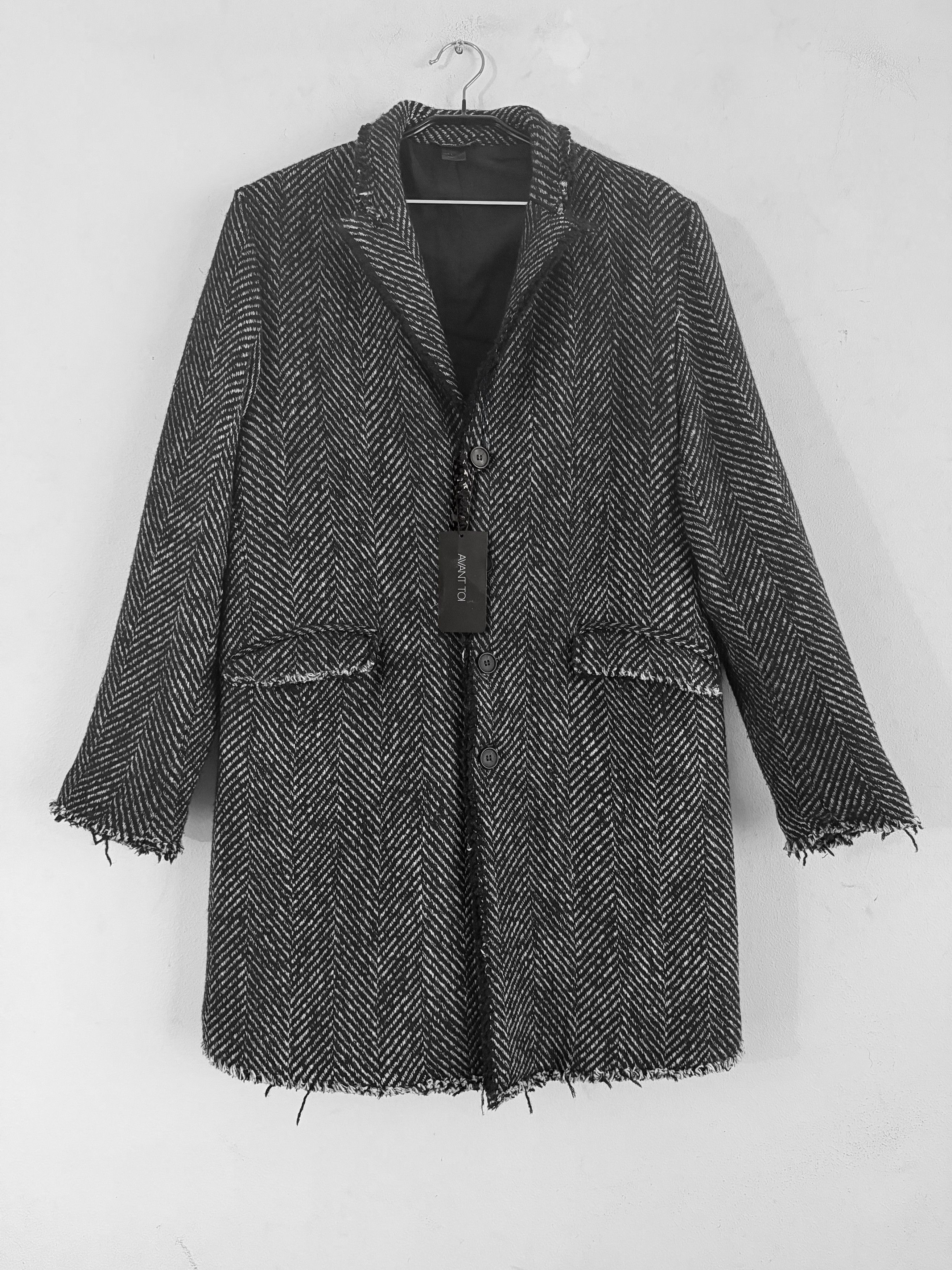 Avant Toi Distressed Herringbone Virgin Wool Coat Size US L / EU 52-54 / 3 - 4 Thumbnail