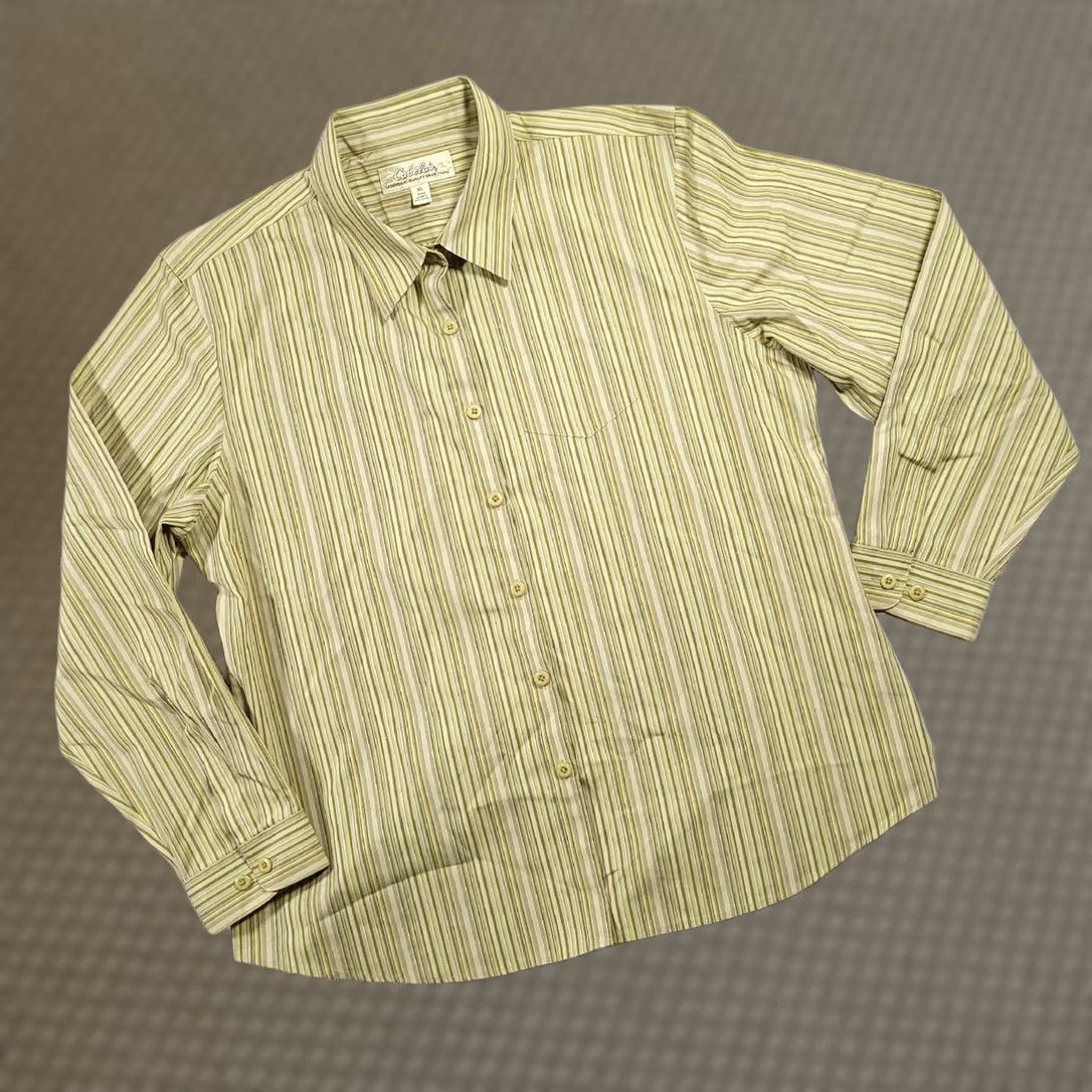 Vintage Cabela's Shirt Women's XL Reg Green Stripe Pocket Long Sleeve Button Front Size XL / US 12-14 / IT 48-50 - 1 Thumbnail